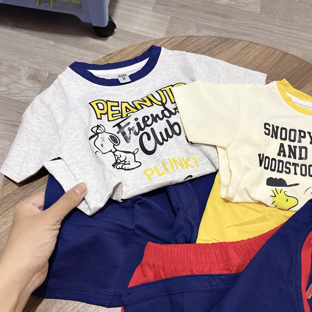 T747-Bộ cộc cotton Snoopy viền (09.20kg)