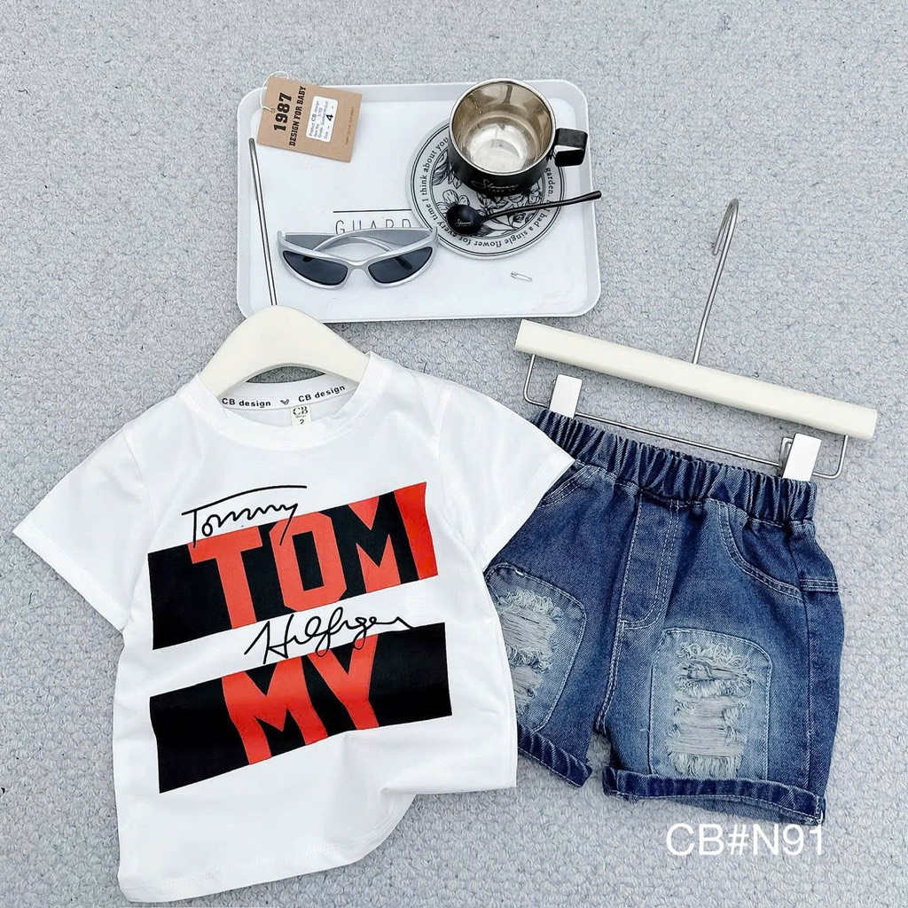 T264-Set jean áo Tom trắng 10S1-10