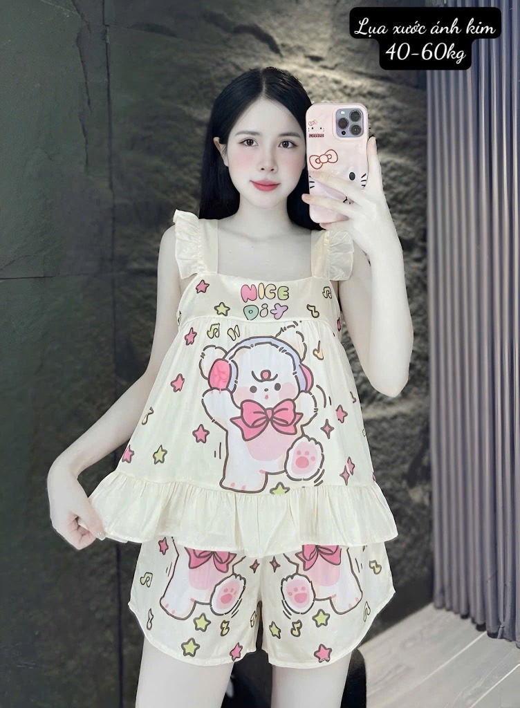 N047-Pijama Freesize Hai Dây Lụa Xước