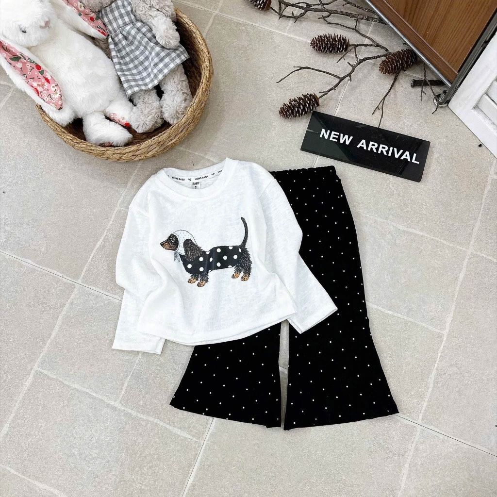 G951-Set giấy cún trắng quần bi loe (09.25kg)