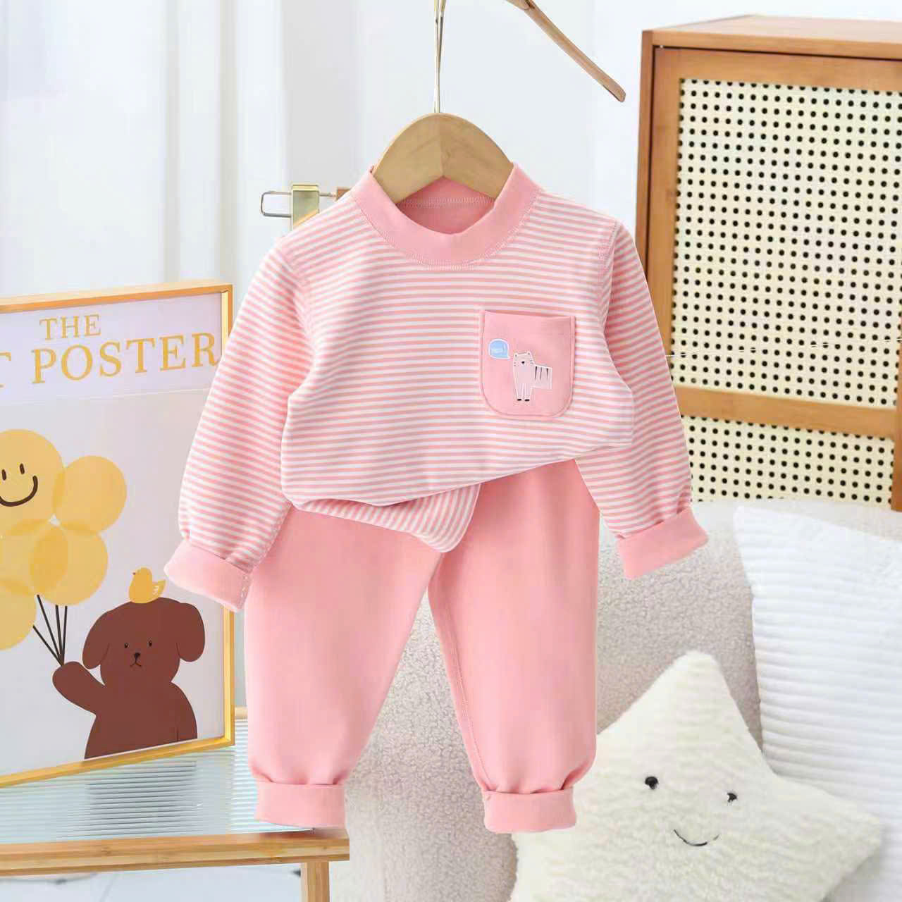 B453-Bộ nỉ kẻ nhung có túi QC (07.30kg)