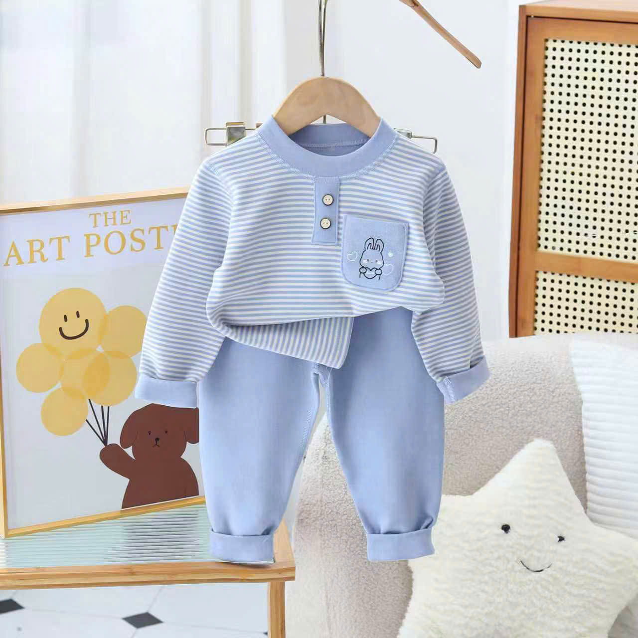 B453-Bộ nỉ kẻ nhung có túi QC (07.30kg)