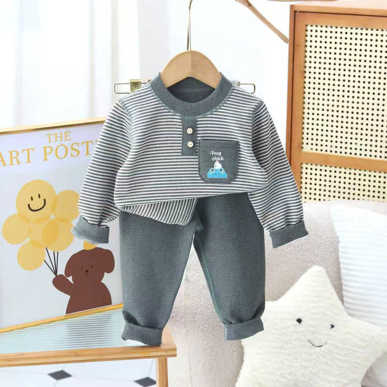 B453-Bộ nỉ kẻ nhung có túi QC (07.30kg)