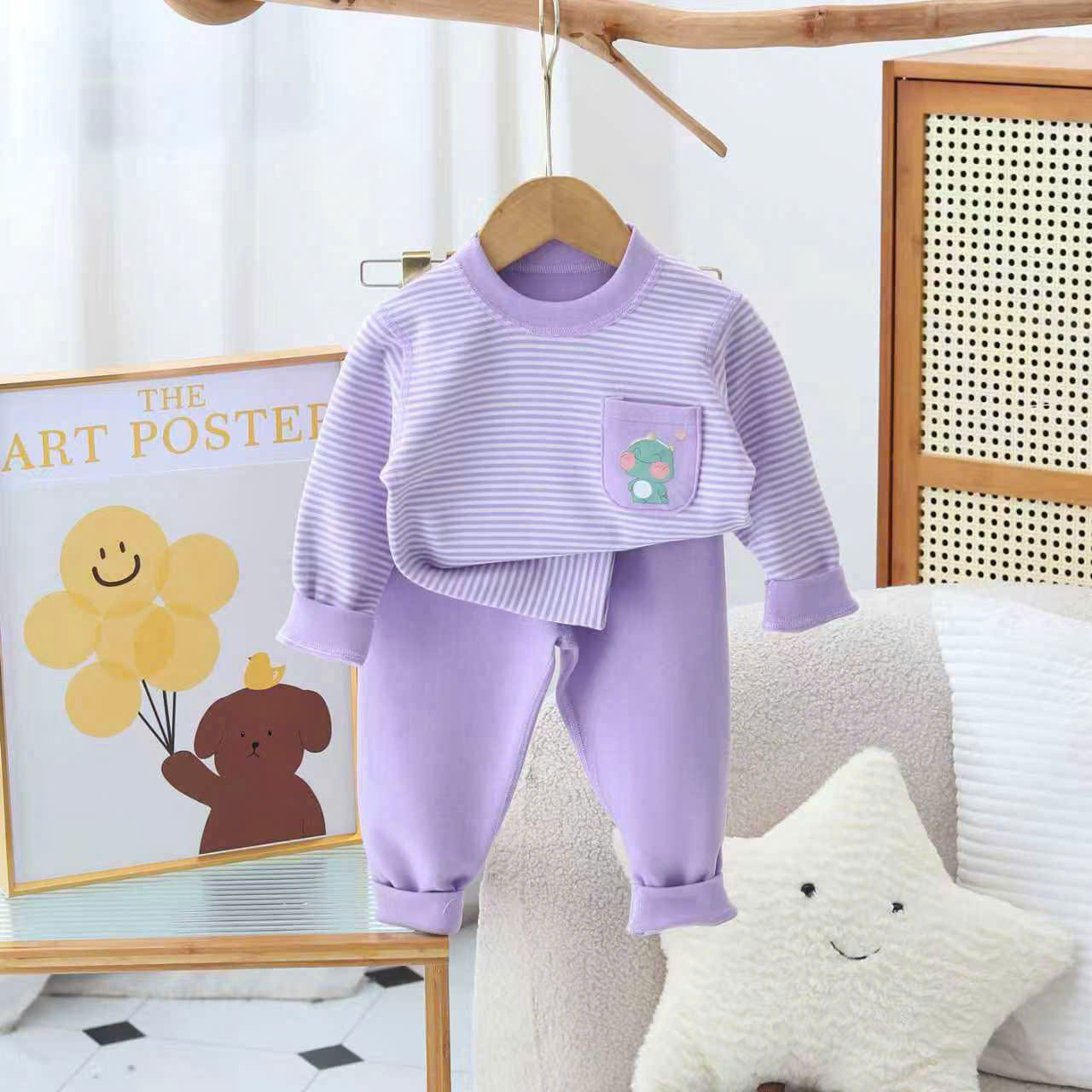 B453-Bộ nỉ kẻ nhung có túi QC (07.30kg)