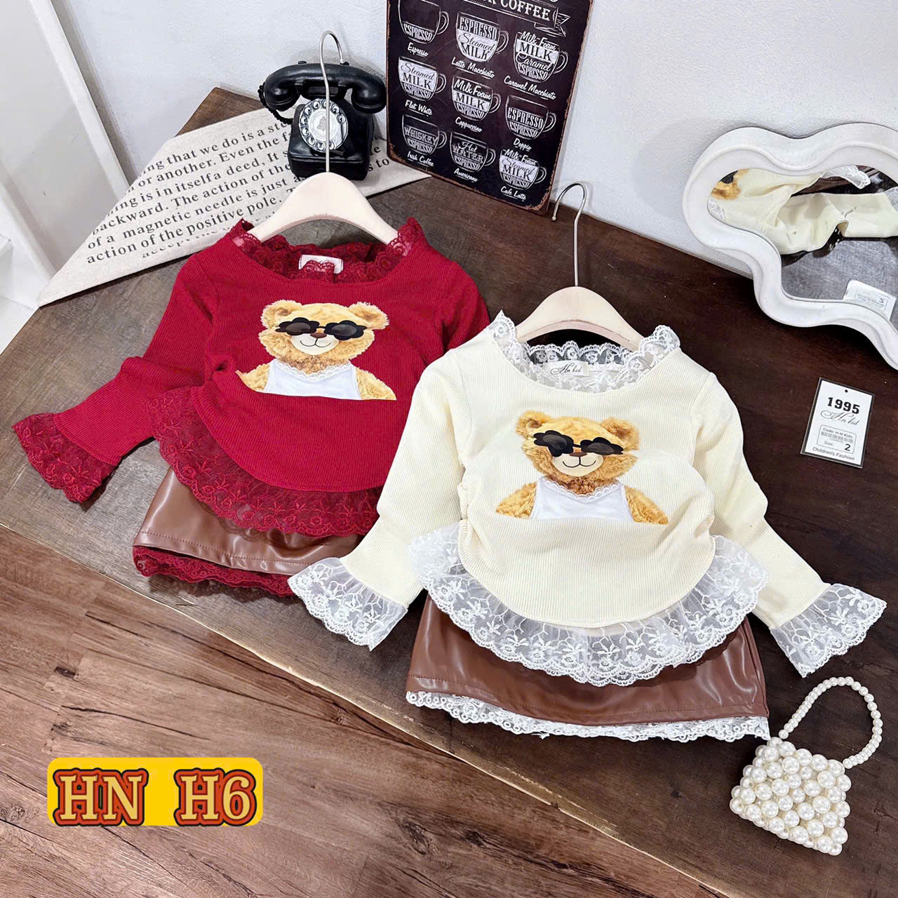 G699-Set áo gấu trắng cv da nâu ôm (07.24kg)