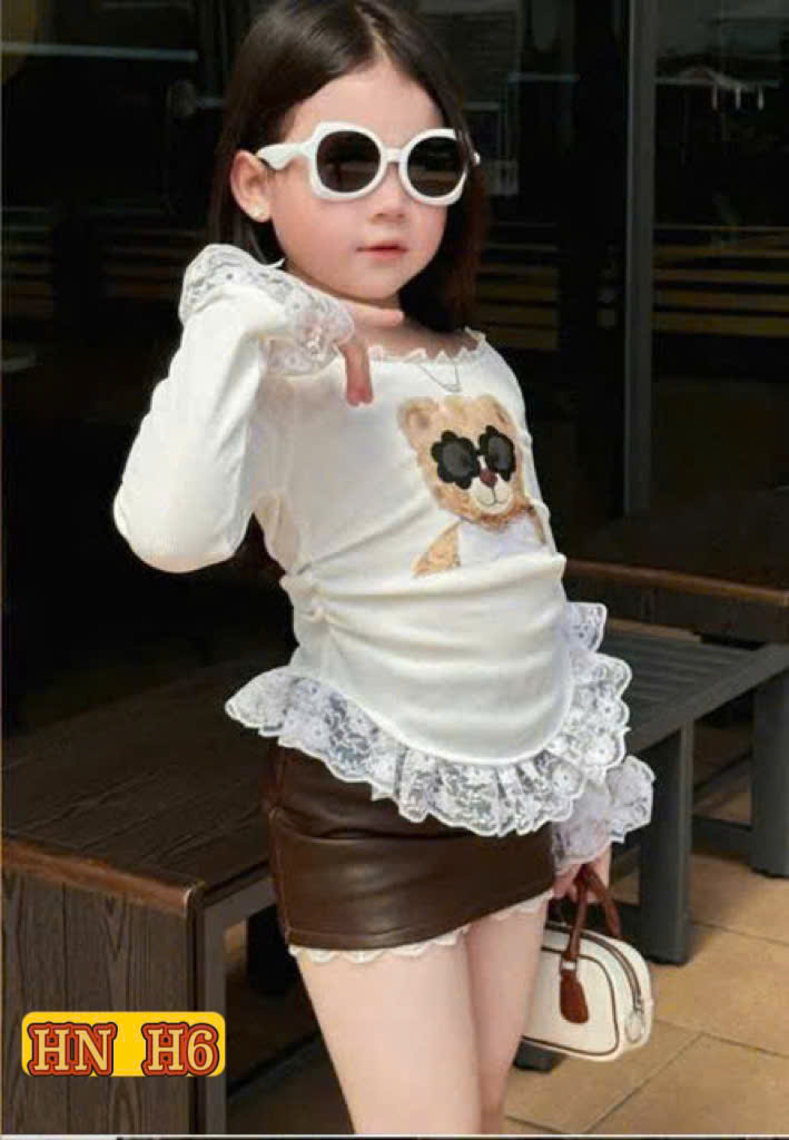 G699-Set áo gấu trắng cv da nâu ôm (07.24kg)