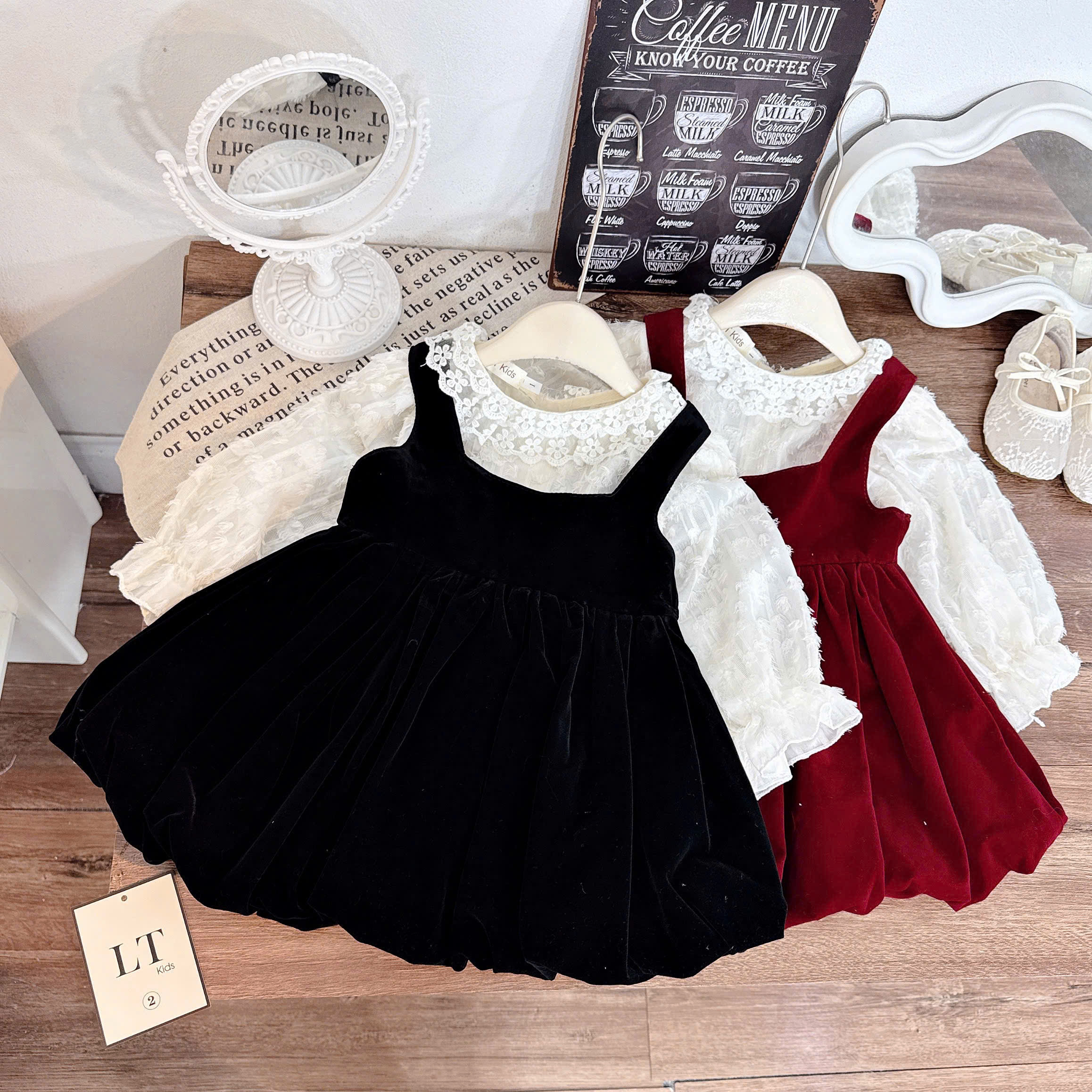 V299-Set tiểu thư váy nhung bí phồng (12.35kg)