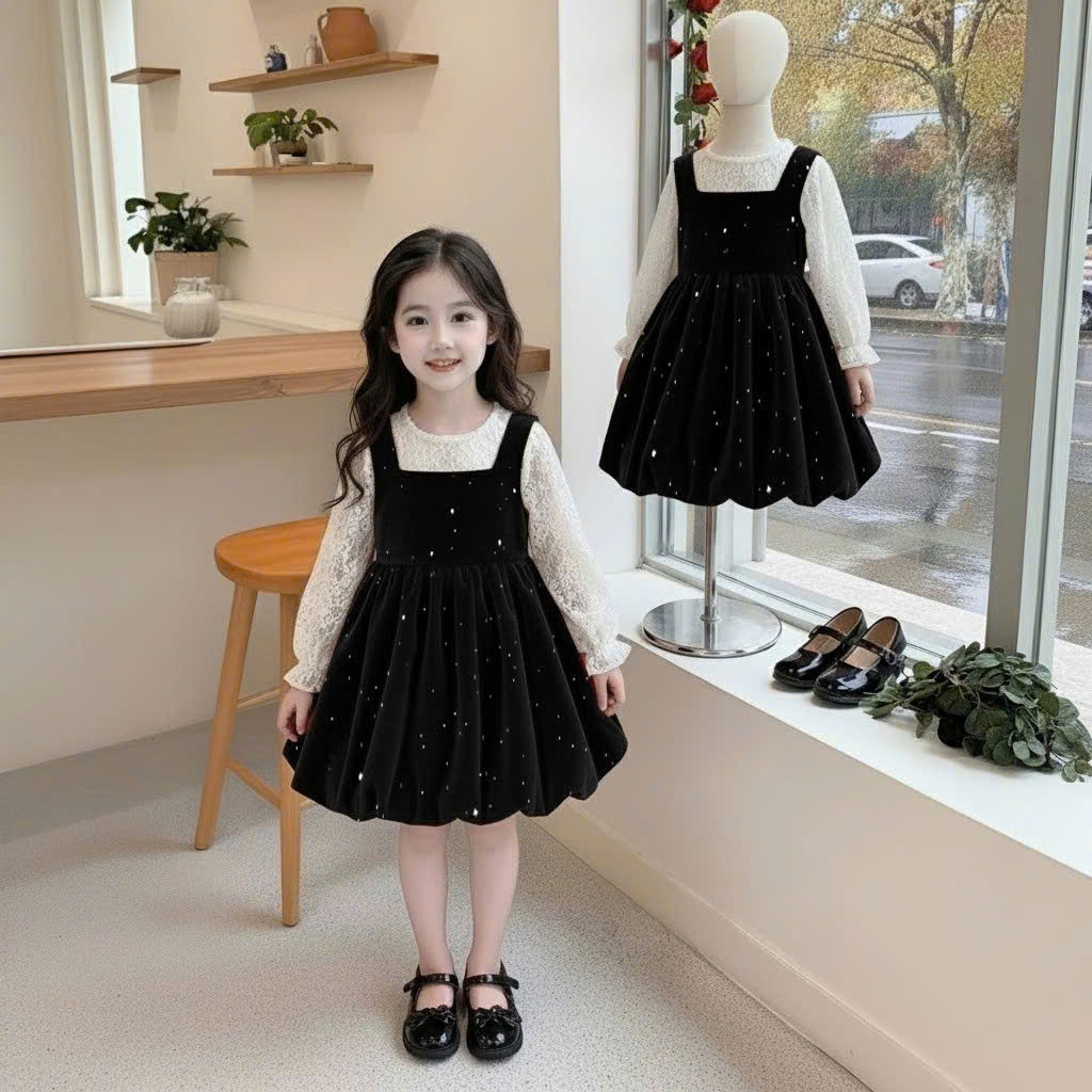 V299-Set tiểu thư váy nhung bí phồng (12.35kg)