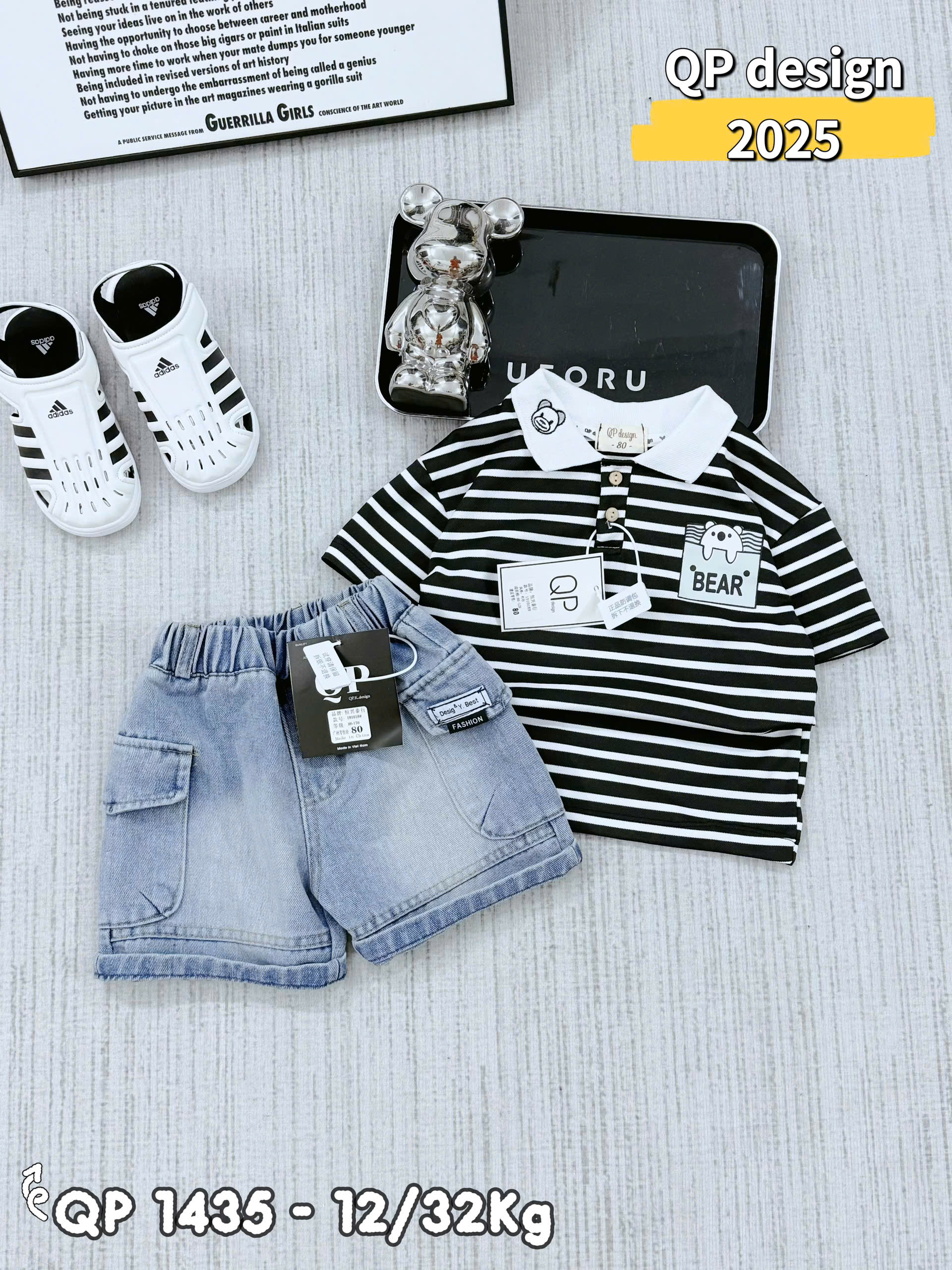 T549-Set gấu kẻ polo q jean hộp (10.28kg)