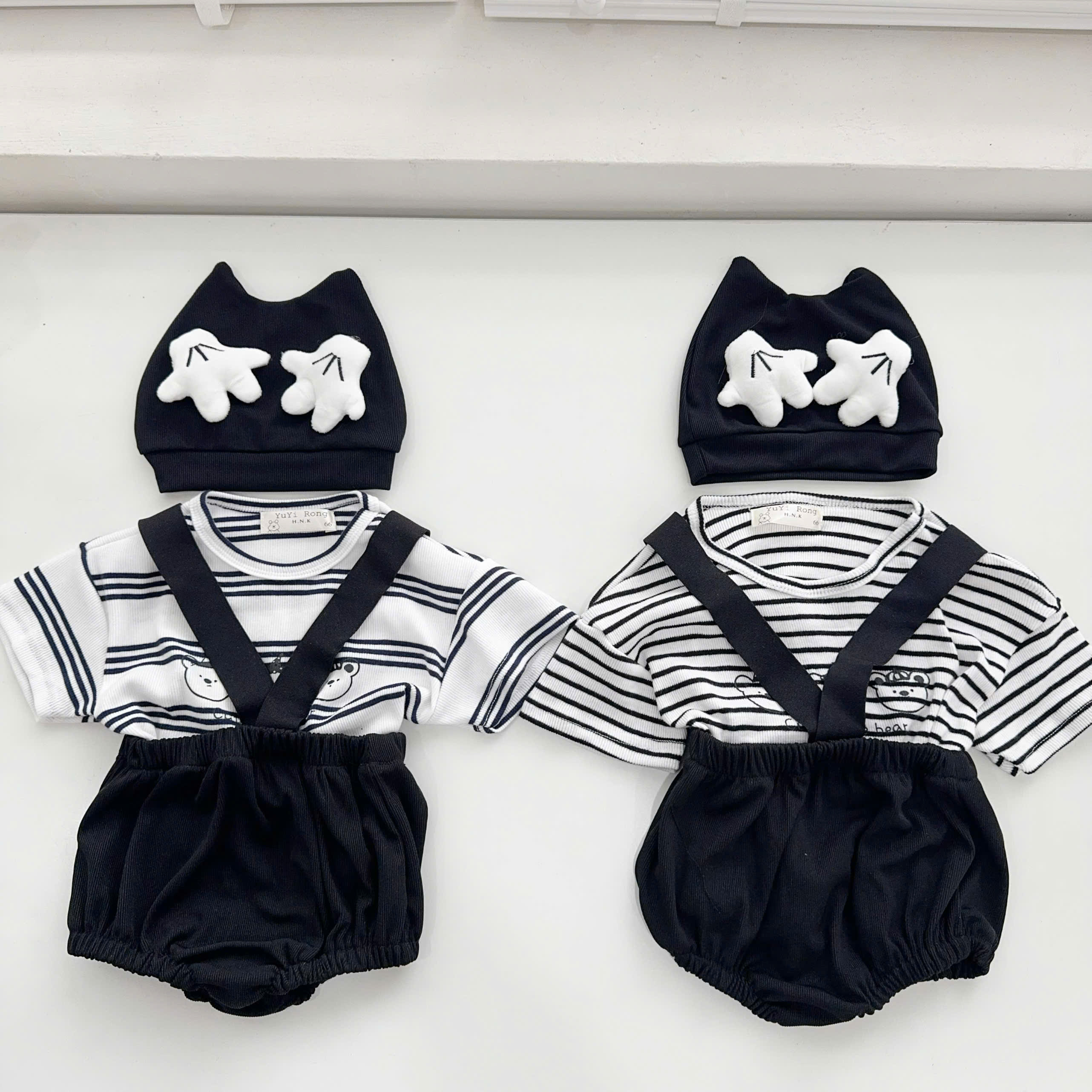 BD136-Set áo kẻ quần chip dây kèm mũ (03.13kg)