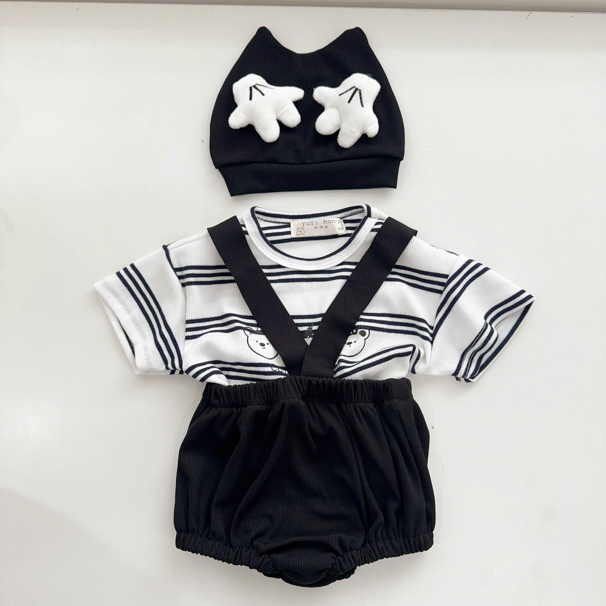 BD136-Set áo kẻ quần chip dây kèm mũ (03.13kg)