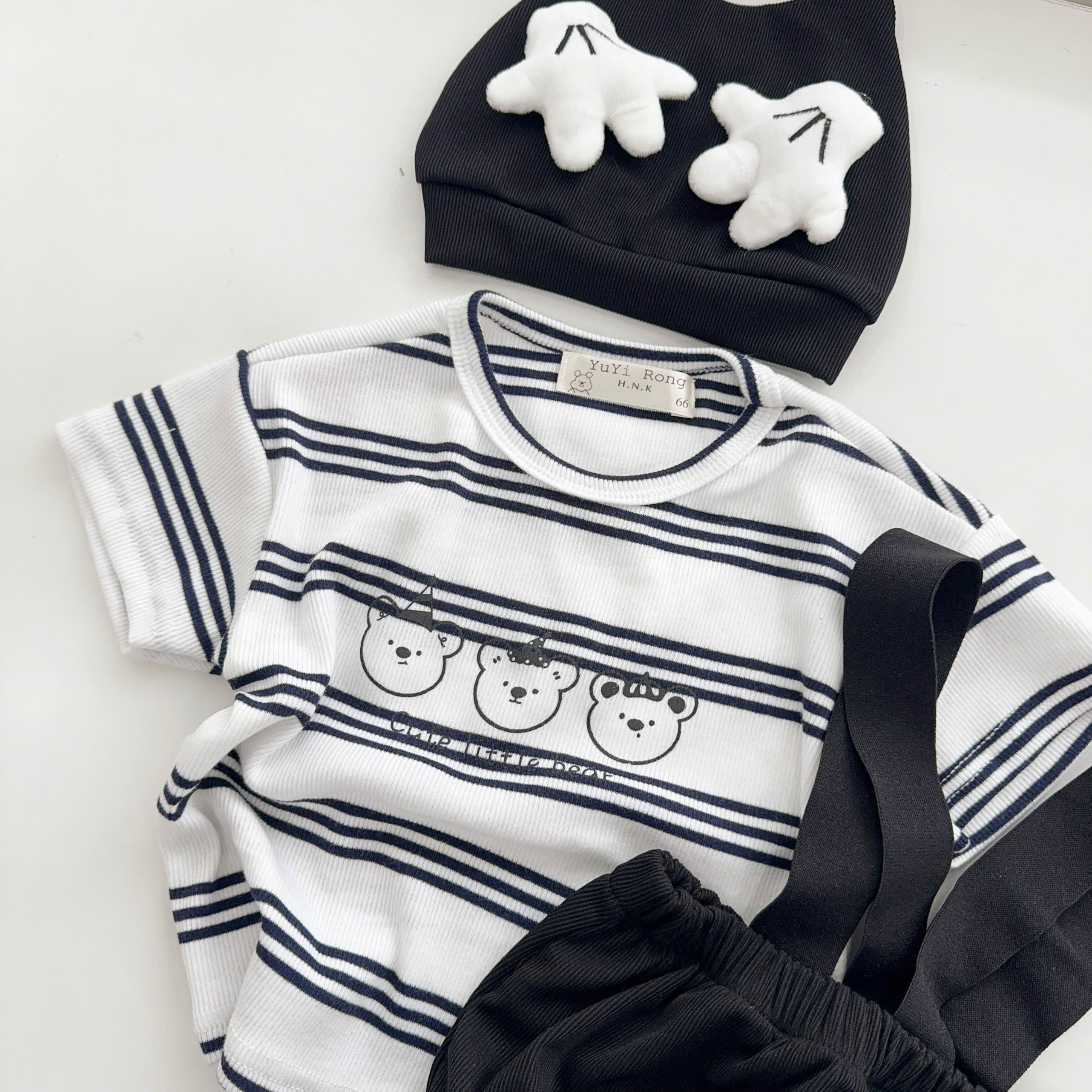 BD136-Set áo kẻ quần chip dây kèm mũ (03.13kg)