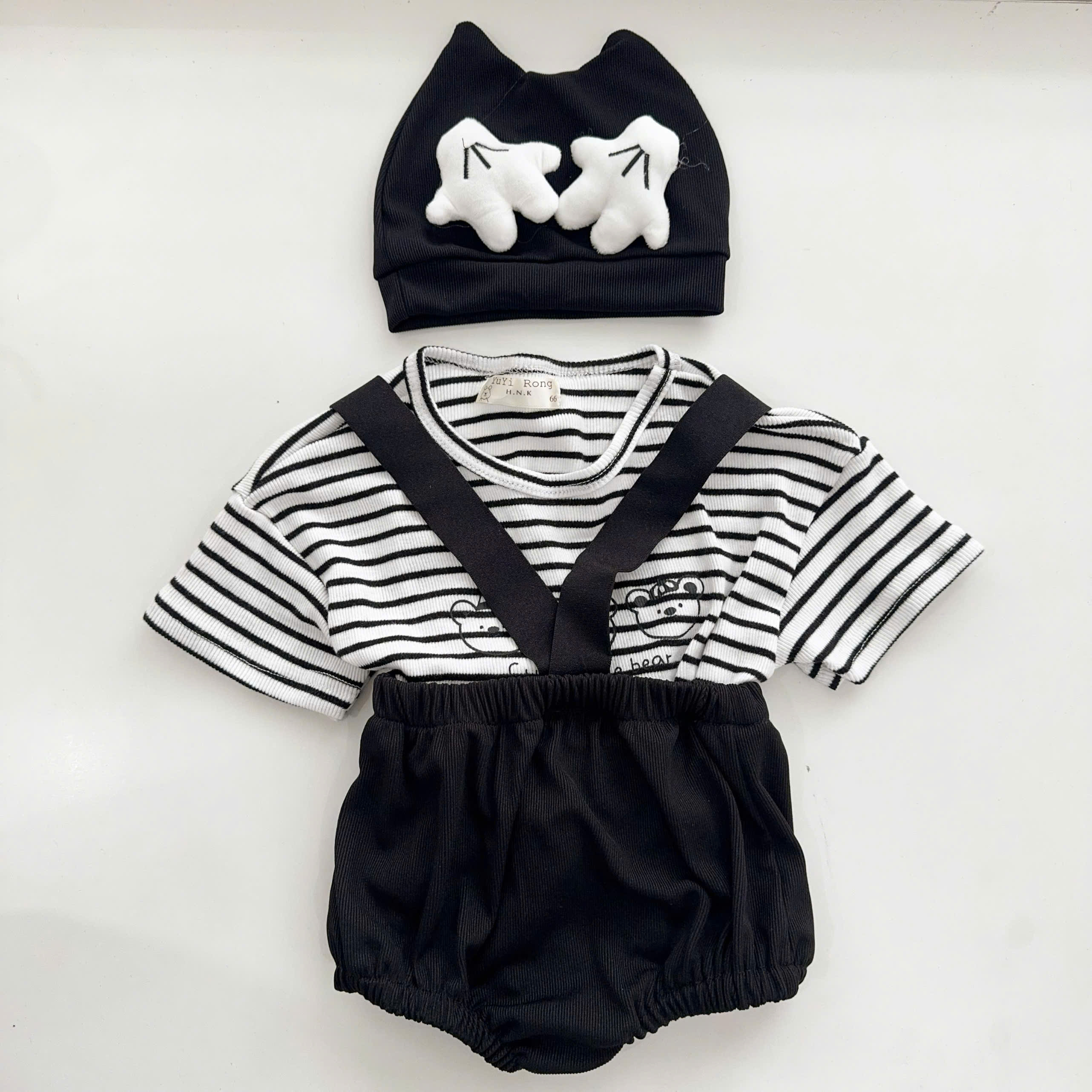 BD136-Set áo kẻ quần chip dây kèm mũ (03.13kg)