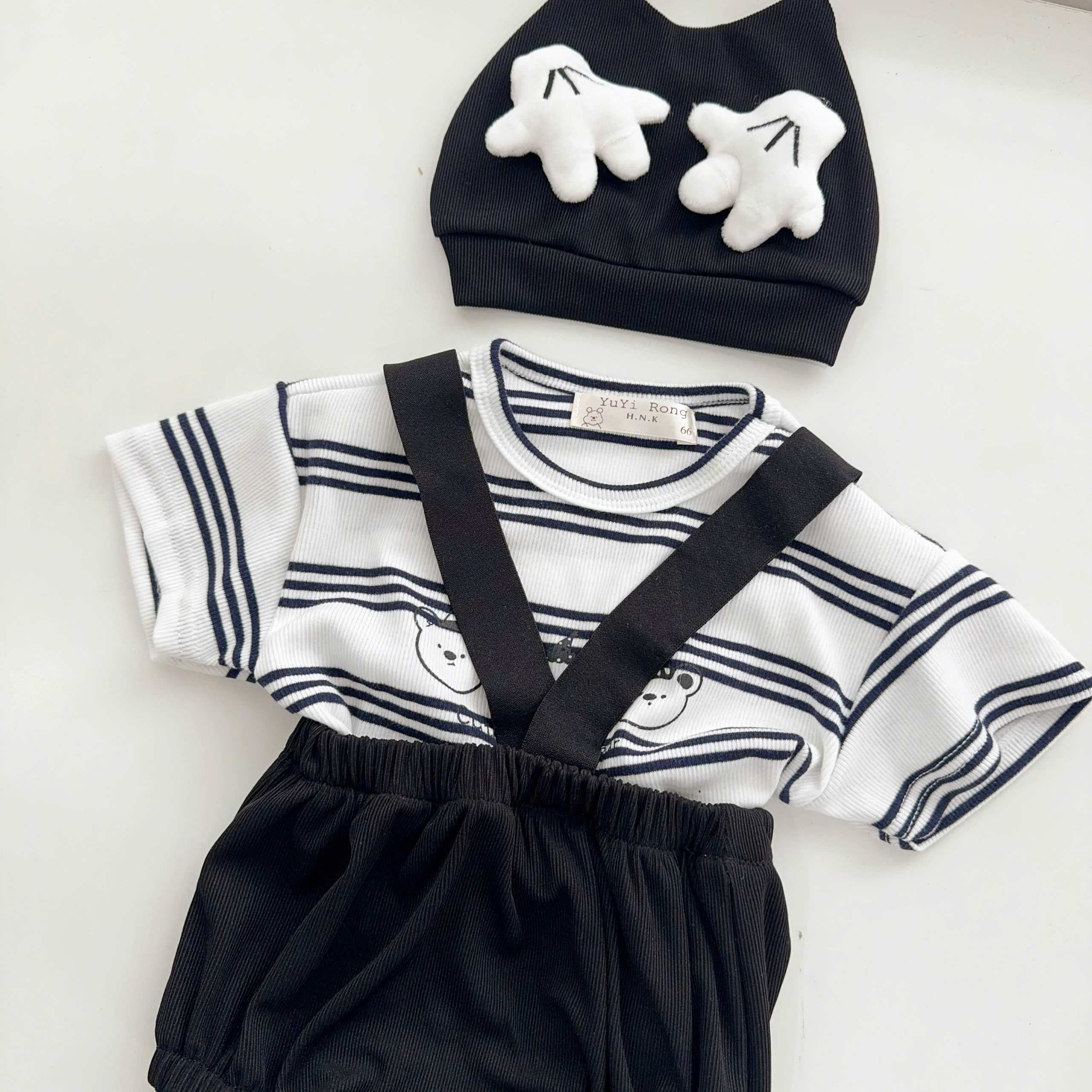 BD136-Set áo kẻ quần chip dây kèm mũ (03.13kg)