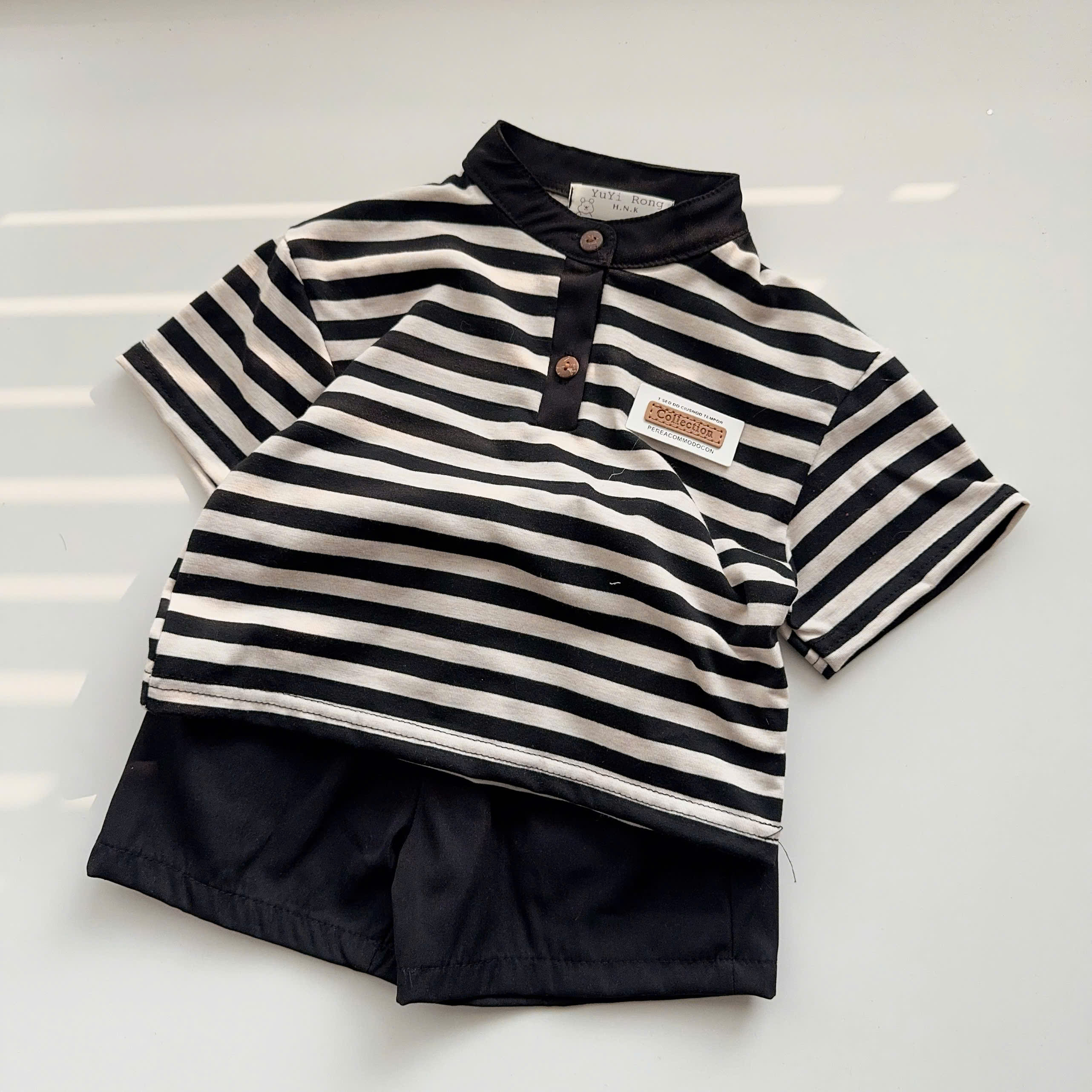 T552-Áo cổ trụ kẻ nơ quần 2da (08.17kg)