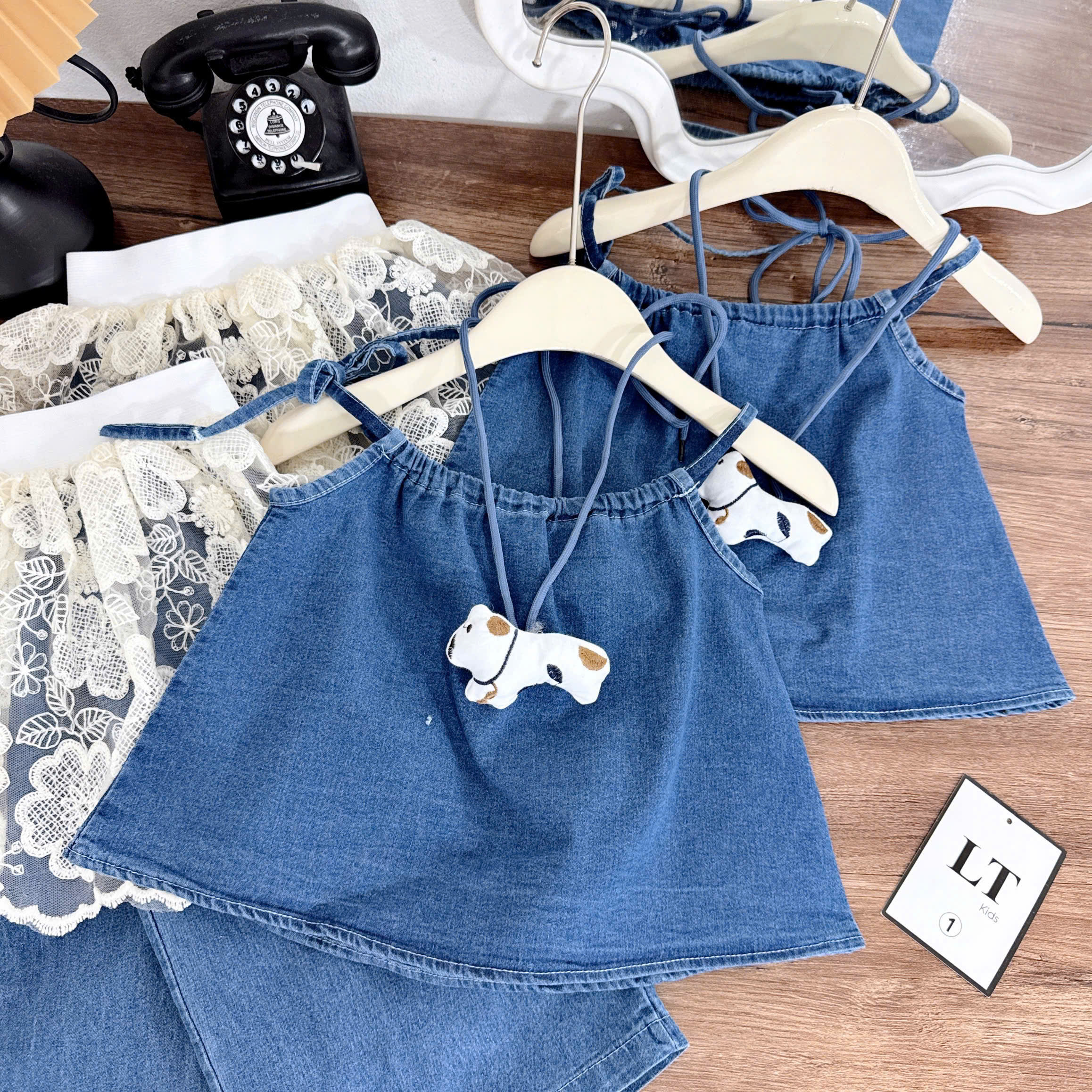 G714-Set 4 món cún jean quây ren (10.27kg)