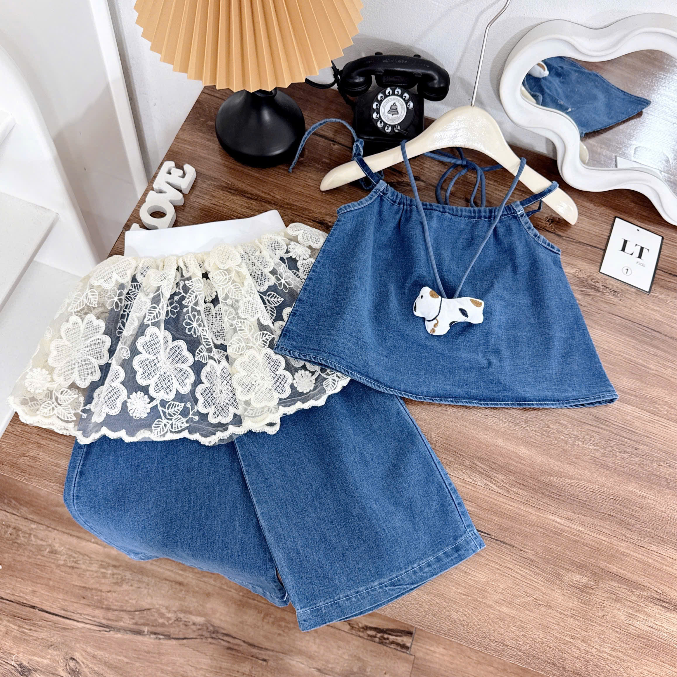 G714-Set 4 món cún jean quây ren (10.27kg)