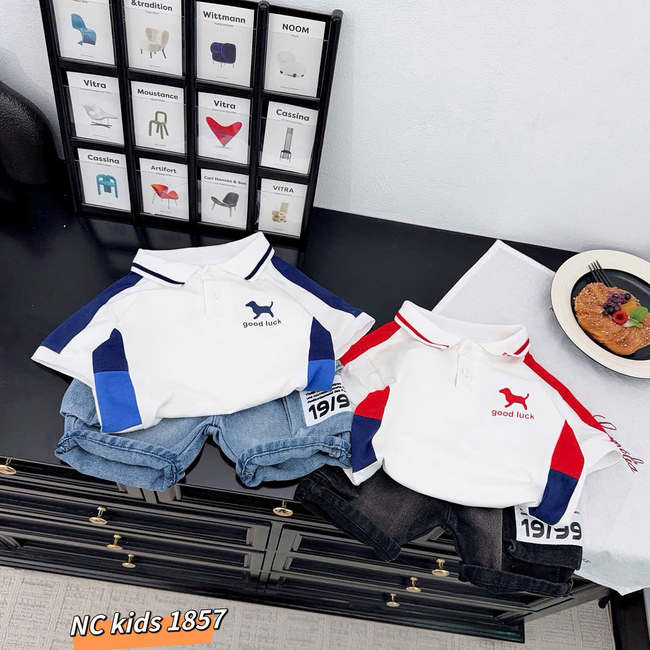 T556-Set áo polo cún phối q jean hộp (09.26kg)