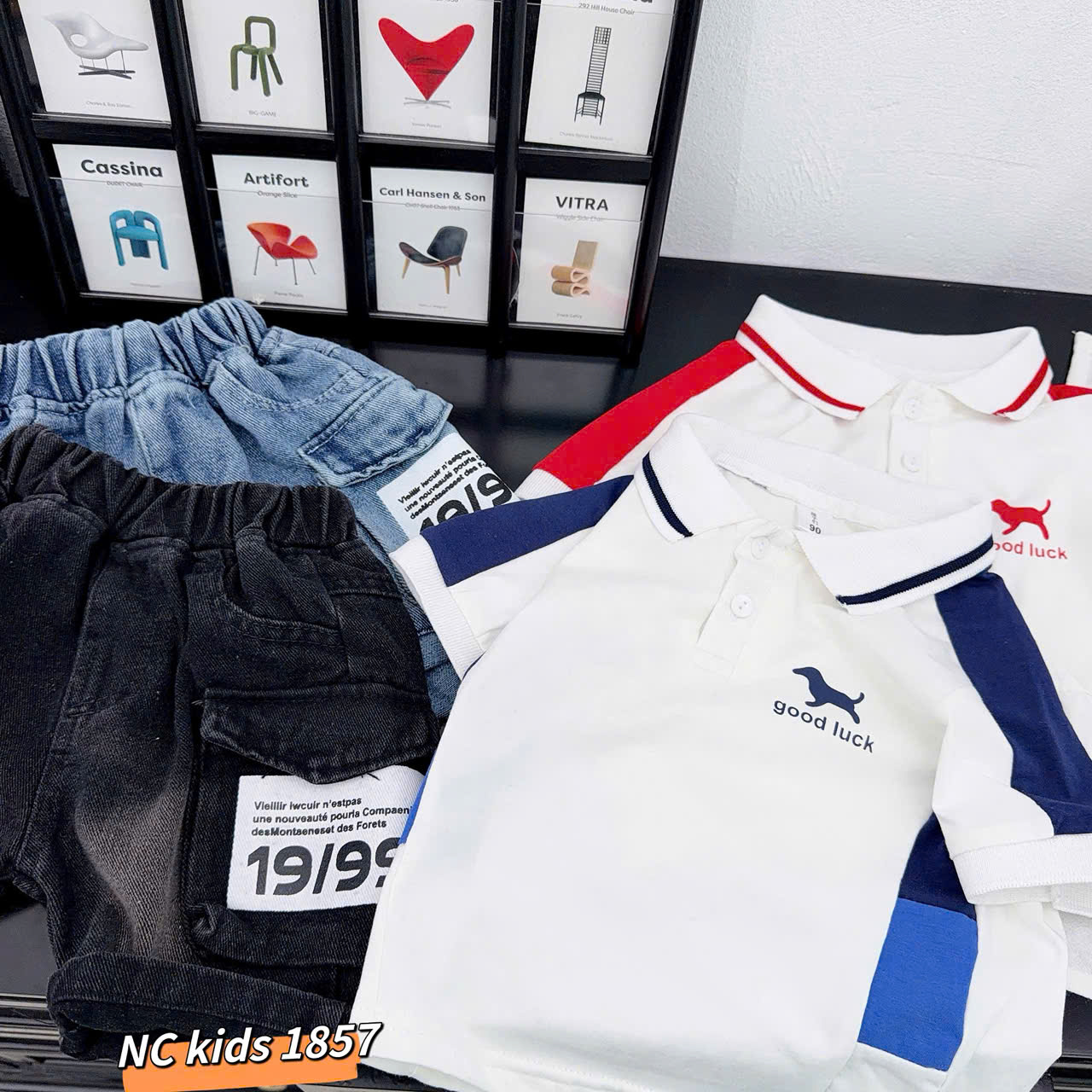 T556-Set áo polo cún phối q jean hộp (09.26kg)