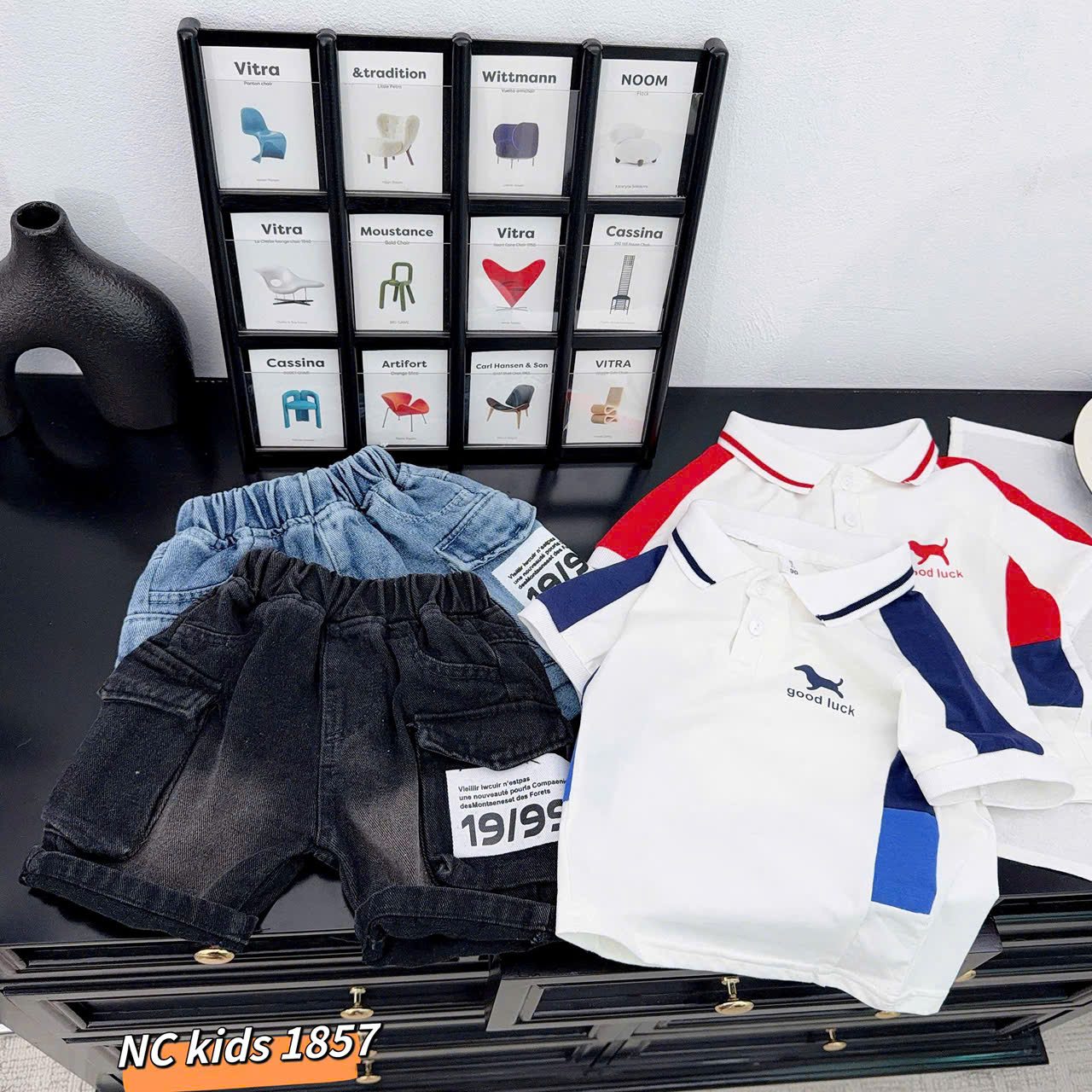 T556-Set áo polo cún phối q jean hộp (09.26kg)