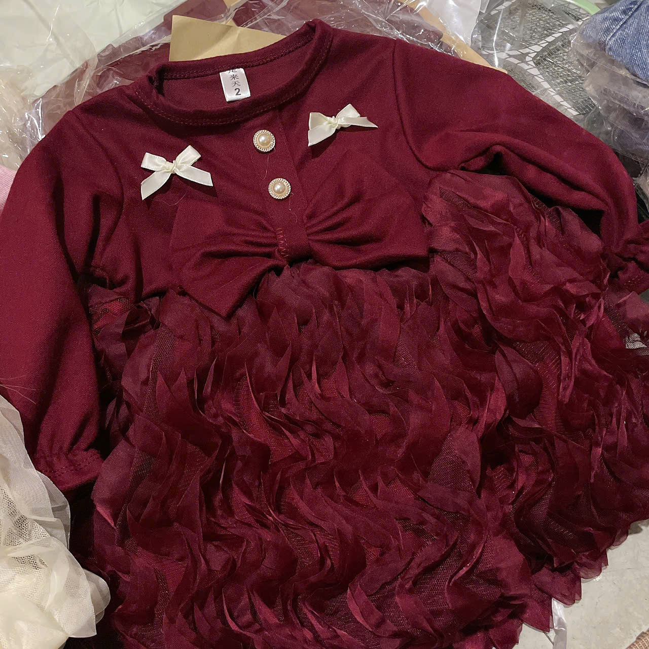 V315-Váy sóng lông thỏ nơ ngọc (07.12kg)