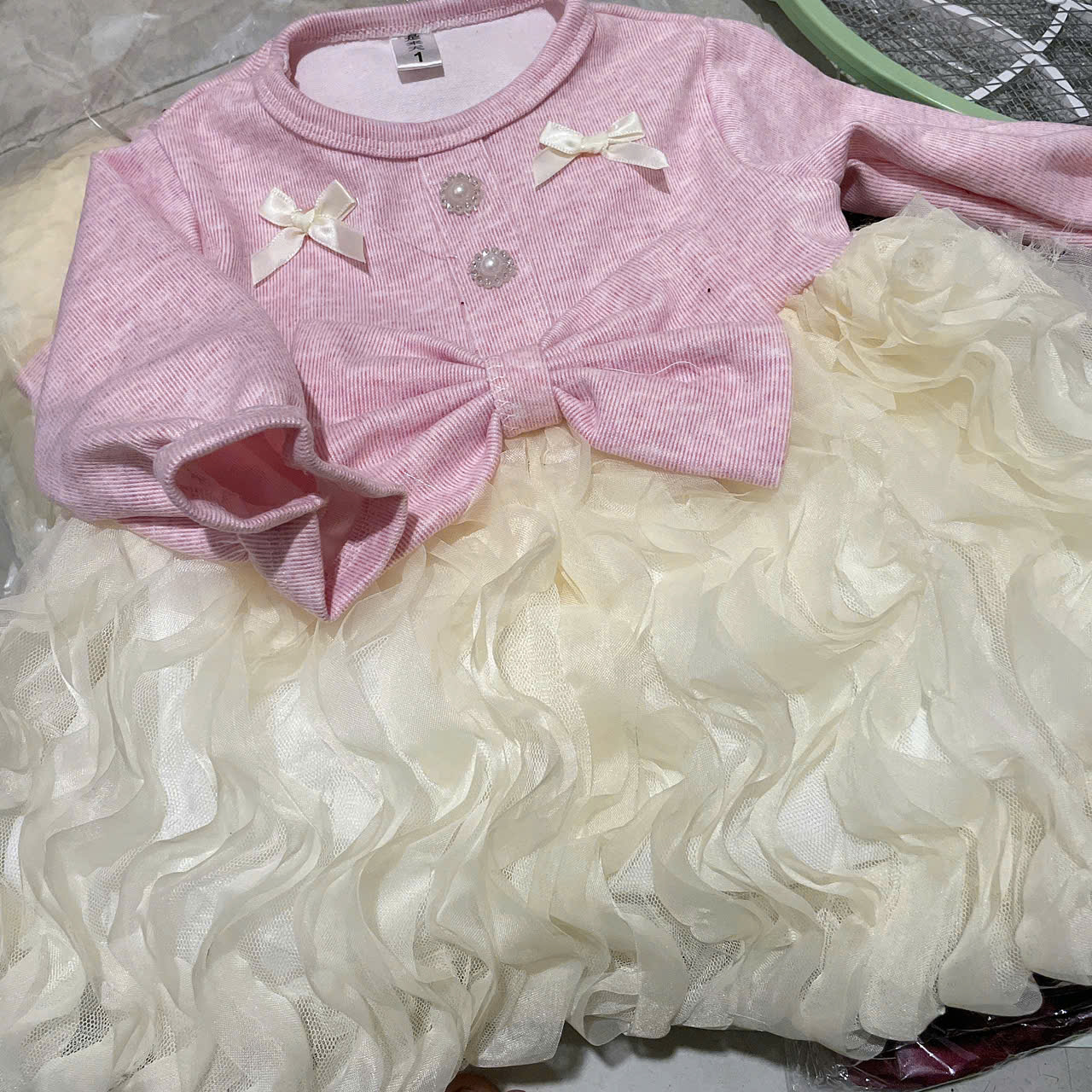 V315-Váy sóng lông thỏ nơ ngọc (07.12kg)