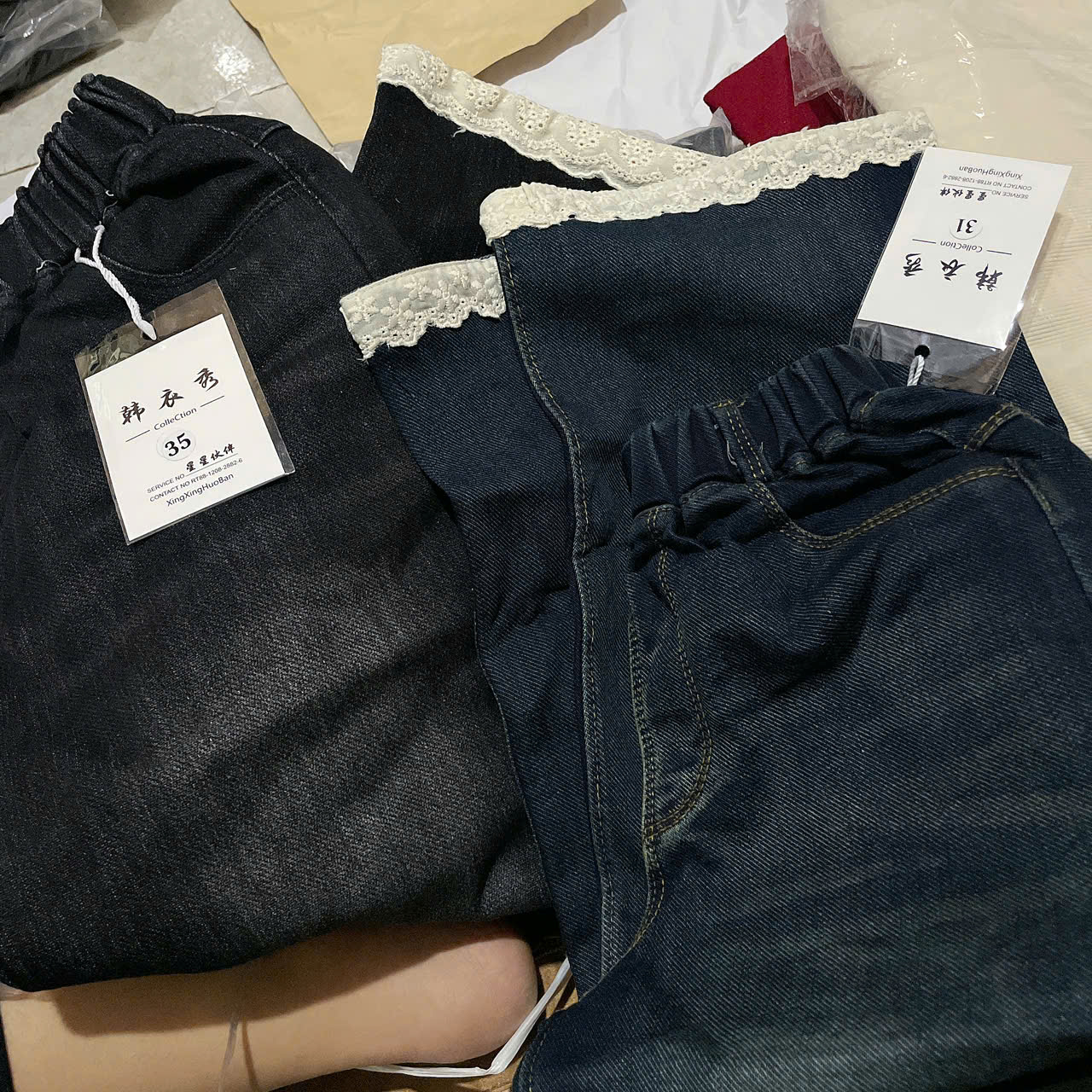 Q267-Quần xuông jean viền ren S31/35 (28.36kg)