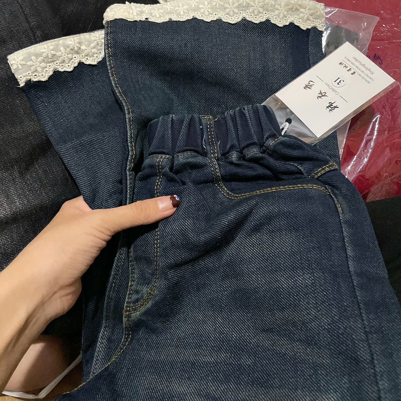 Q267-Quần xuông jean viền ren S31/35 (28.36kg)