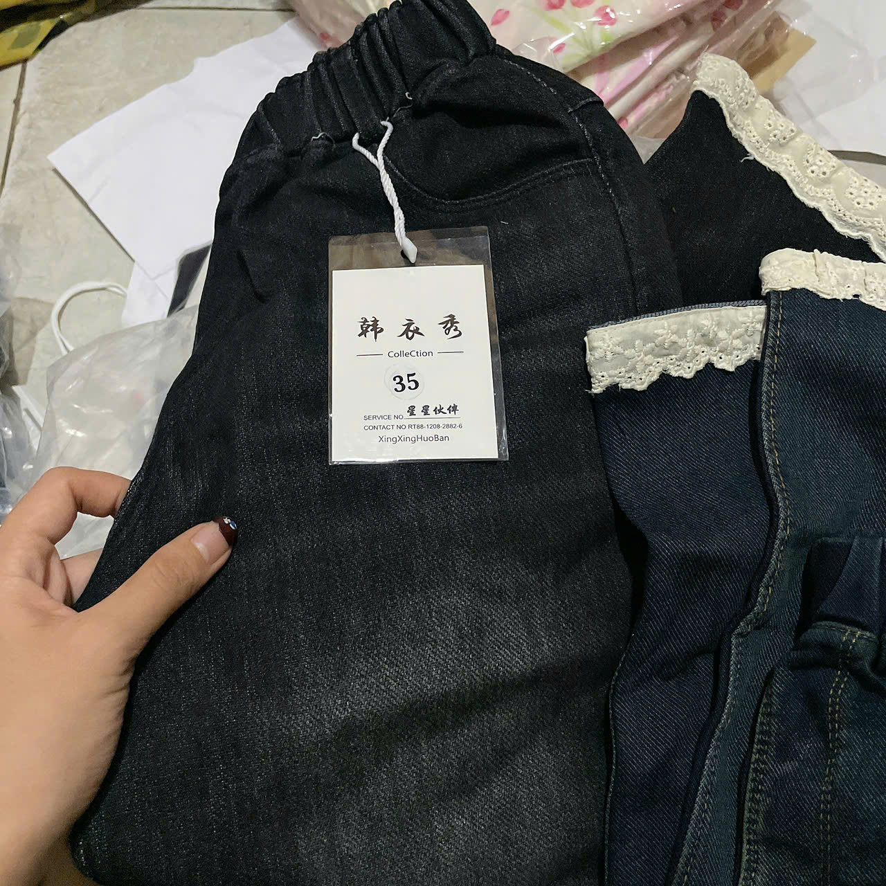 Q267-Quần xuông jean viền ren S31/35 (28.36kg)