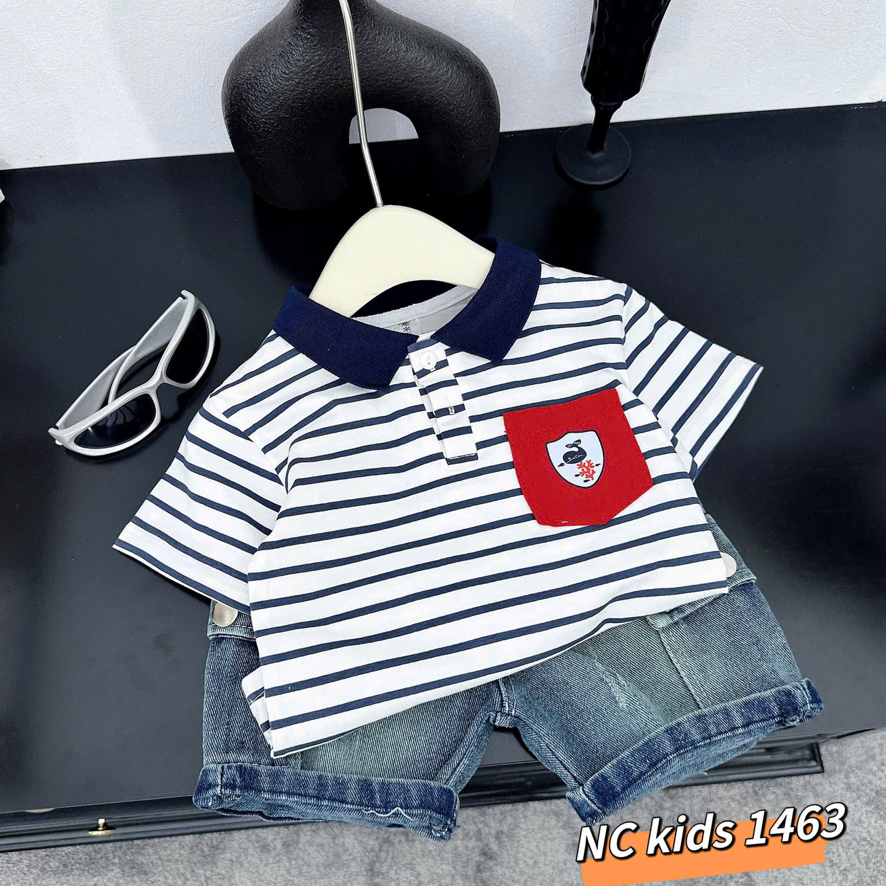 T568-Set áo kẻ than q jean (08.26kg)