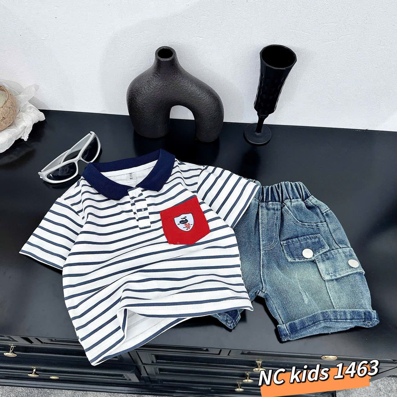 T568-Set áo kẻ than q jean (08.26kg)