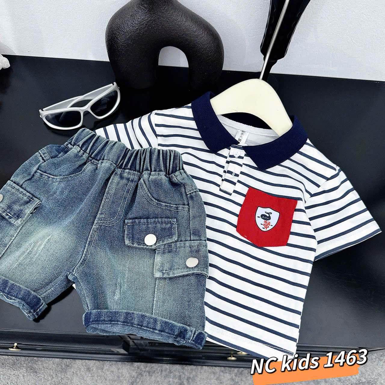 T568-Set áo kẻ than q jean (08.26kg)