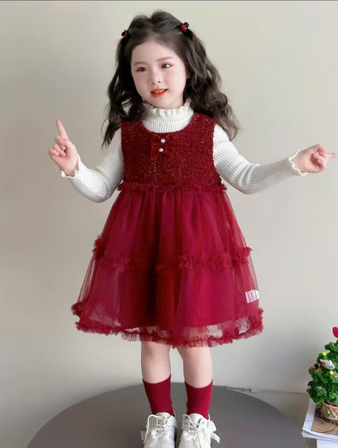 V337-Set áo kem váy dạ lưới Nhí S1/5 (7-11kg)