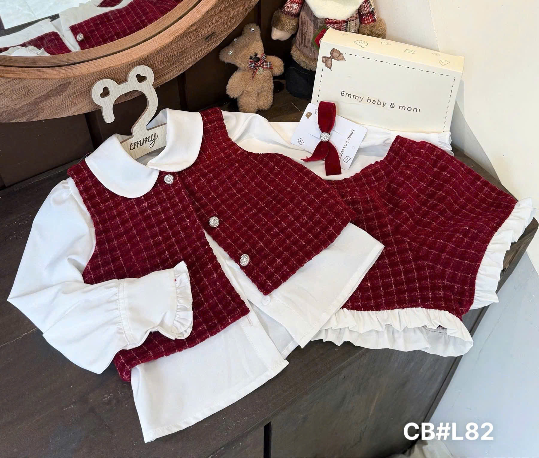 G735-Set smi dài gile quần dạ đỏ (10.28kg)