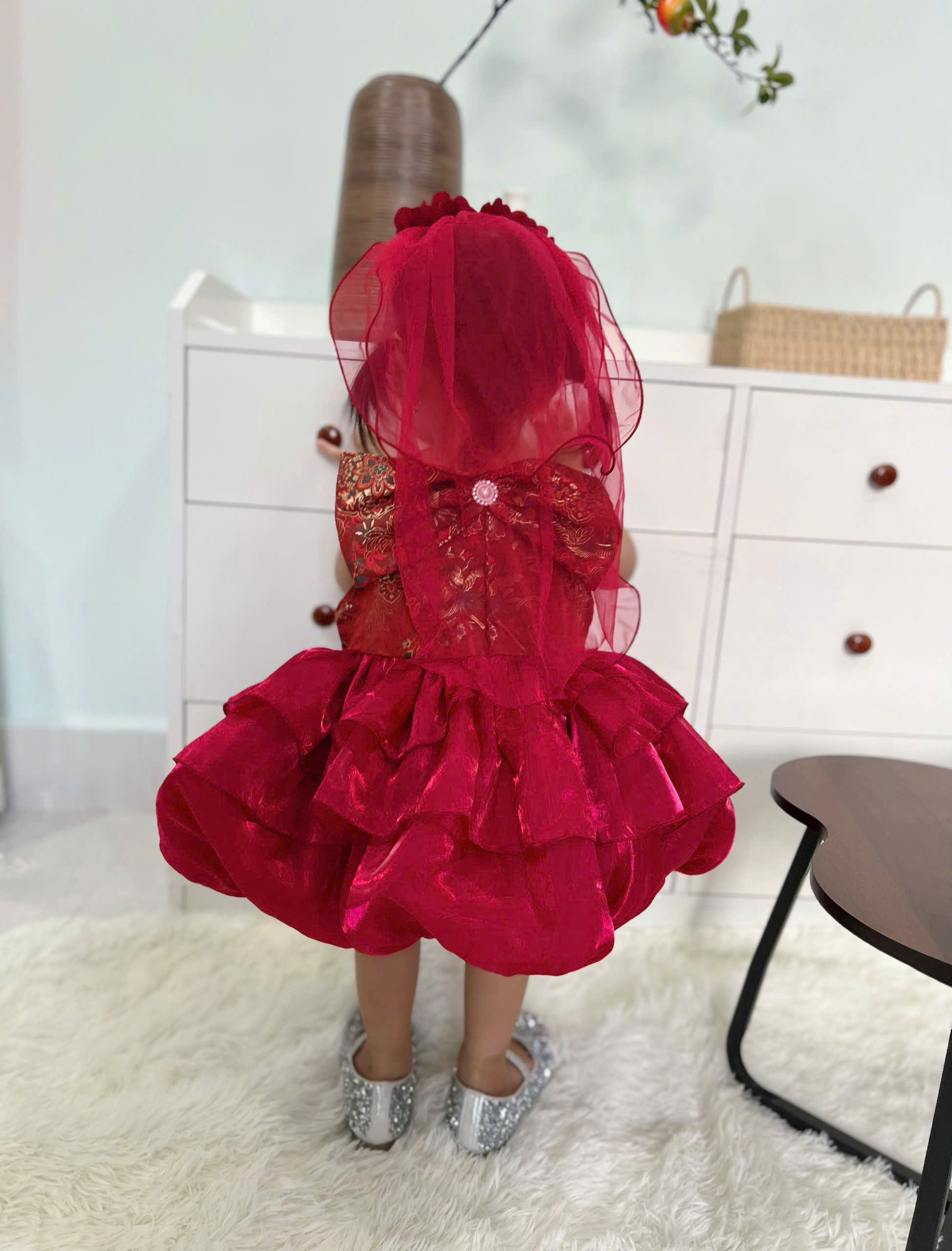 V342-Váy thiết kế cổ tàu thổ cẩm bí (07.17kg)