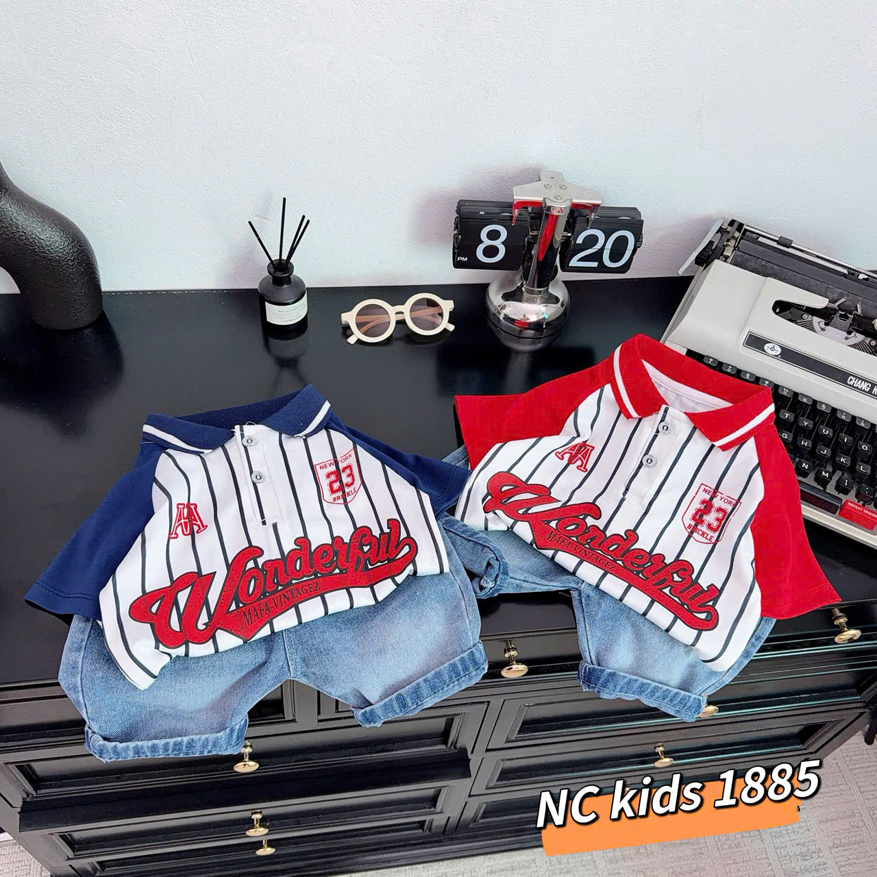 T572-Set polo kẻ chữ q jean (10.27kg)