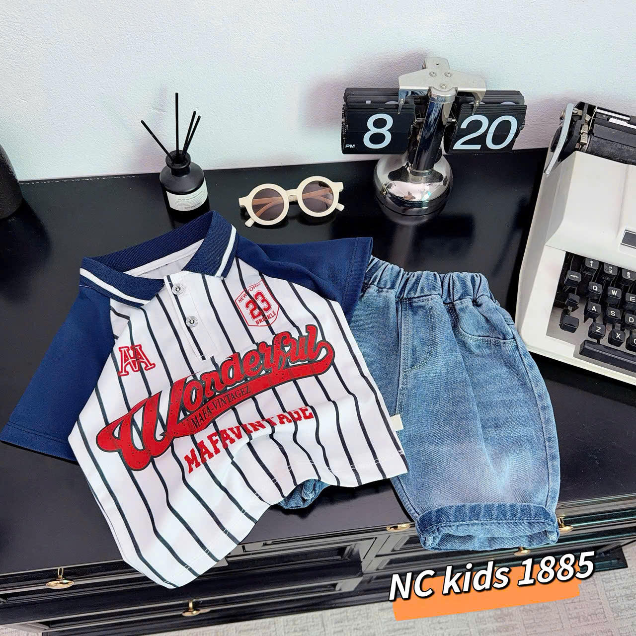 T572-Set polo kẻ chữ q jean (10.27kg)