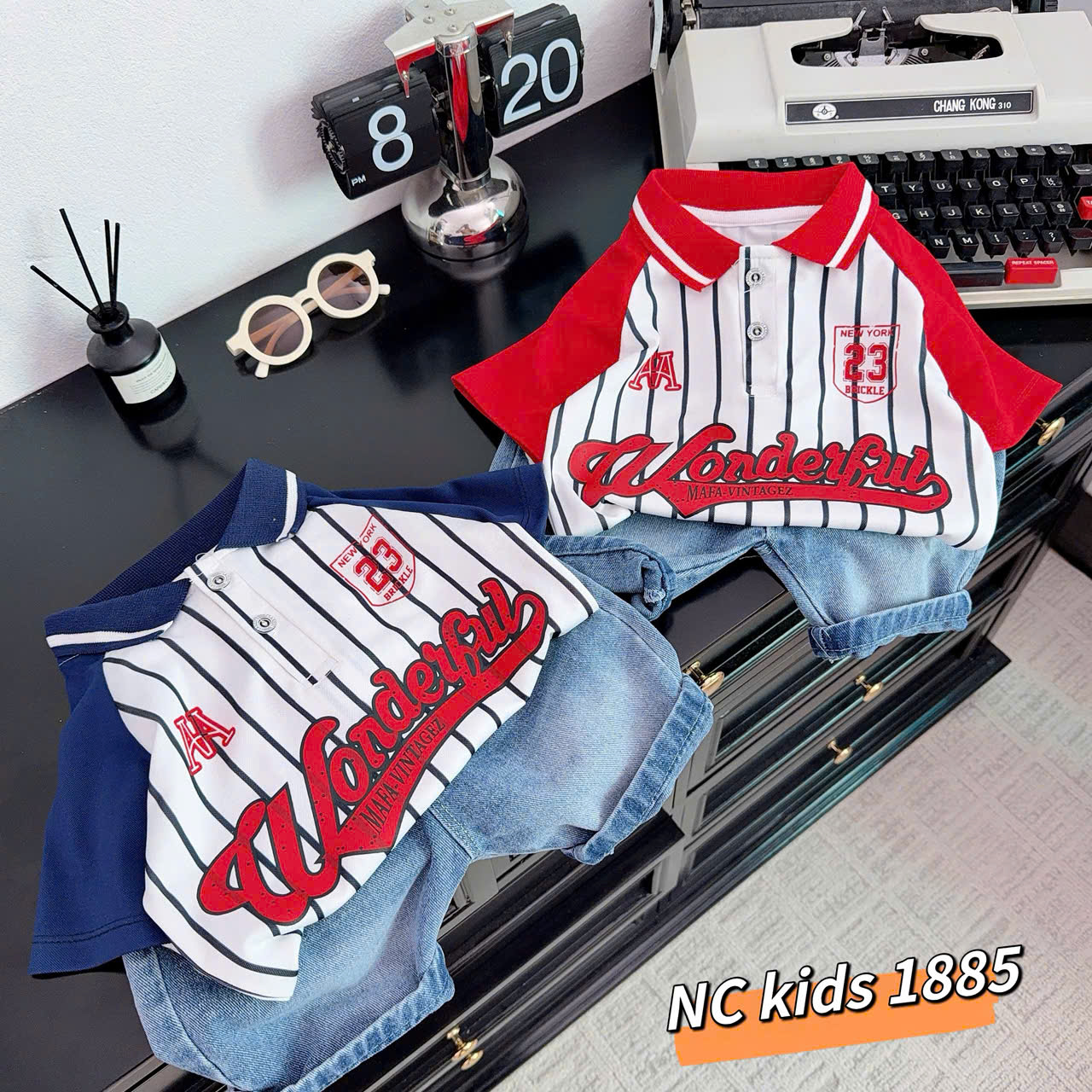 T572-Set polo kẻ chữ q jean (10.27kg)