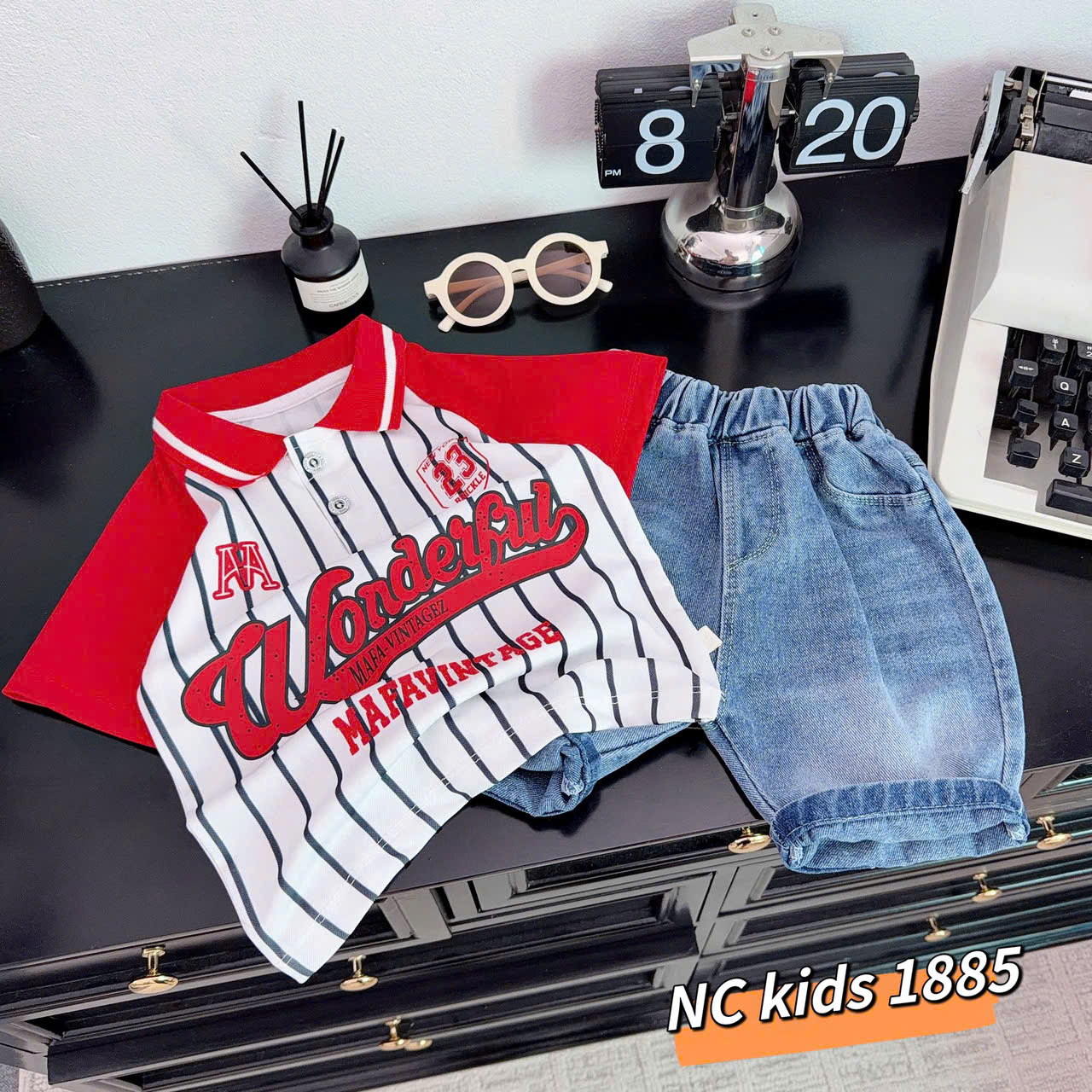 T572-Set polo kẻ chữ q jean (10.27kg)