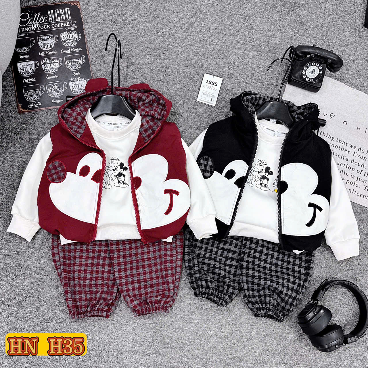 T576-Set nỉ 3 món Mickey caro đen (13.25kg)