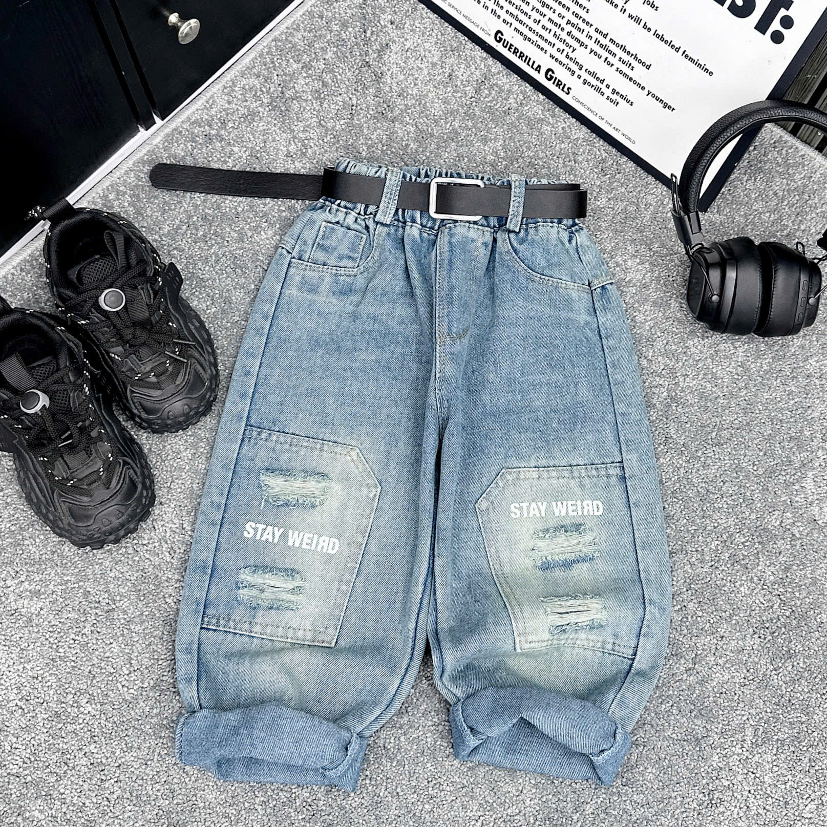 Q294-Quần baggy xanh rách gối (17.26kg)