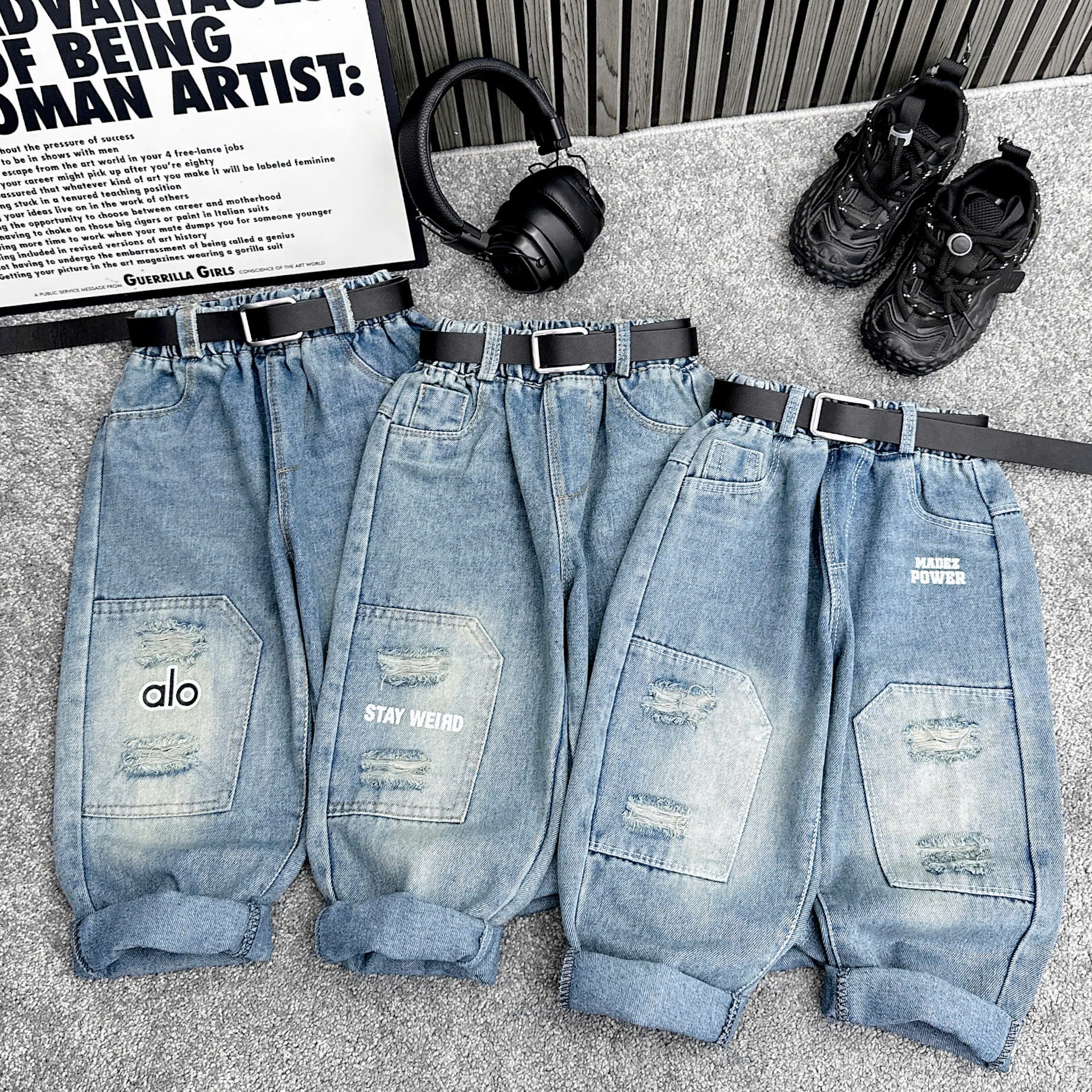 Q294-Quần baggy xanh rách gối (17.26kg)