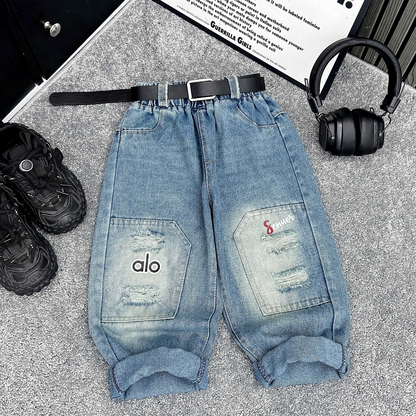 Q294-Quần baggy xanh rách gối (17.26kg)