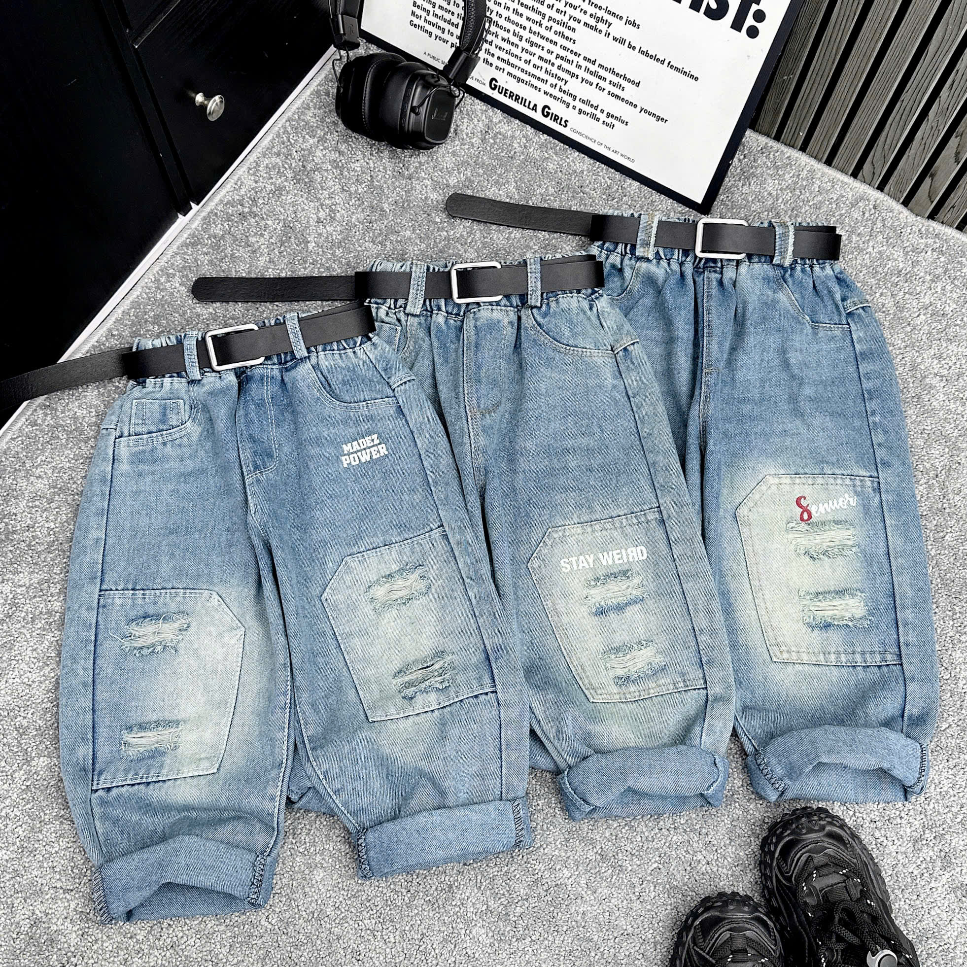 Q294-Quần baggy xanh rách gối (17.26kg)