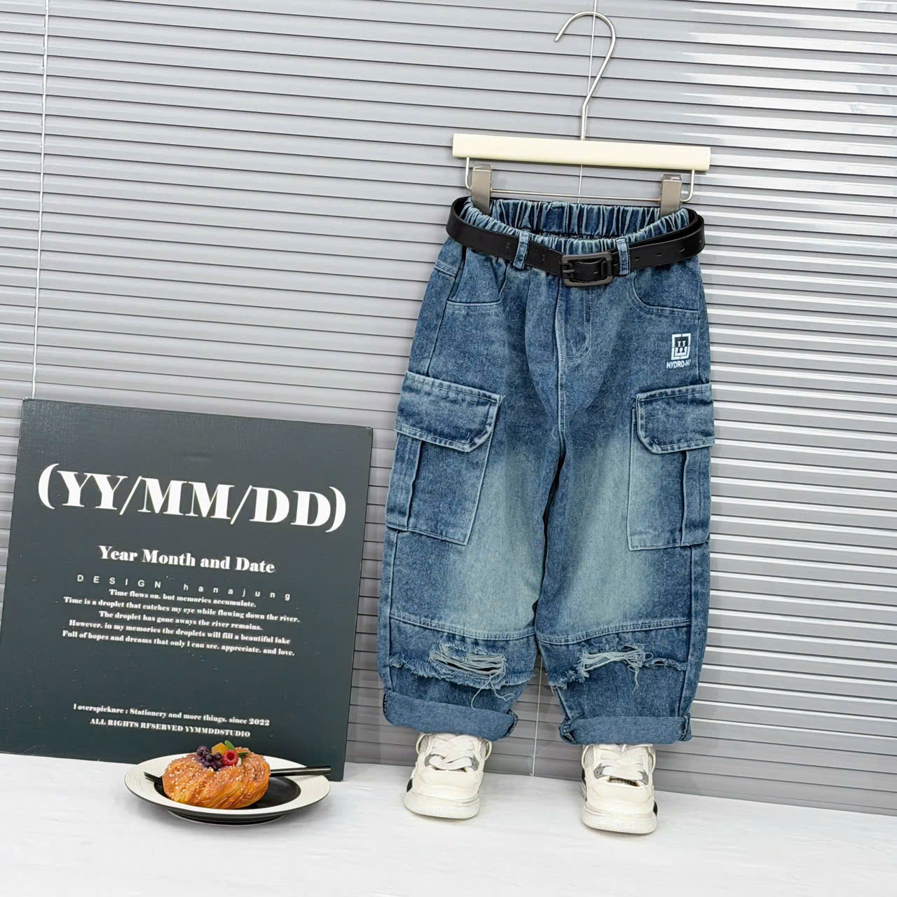 Q296-Quần baggy túi rách logo H (26.50kg)