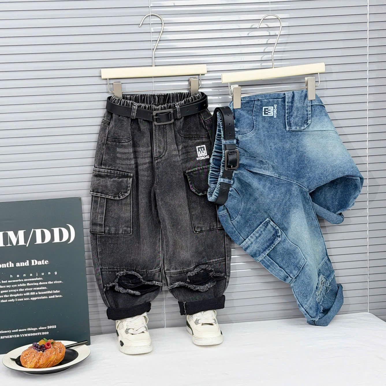 Q296-Quần baggy túi rách logo H (26.50kg)