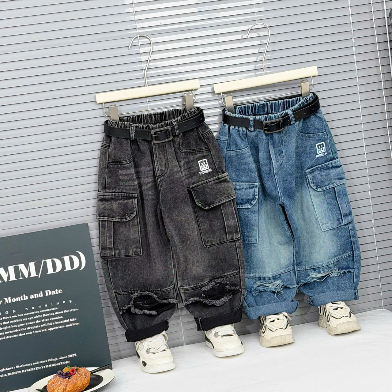 Q296-Quần baggy túi rách logo H (26.50kg)