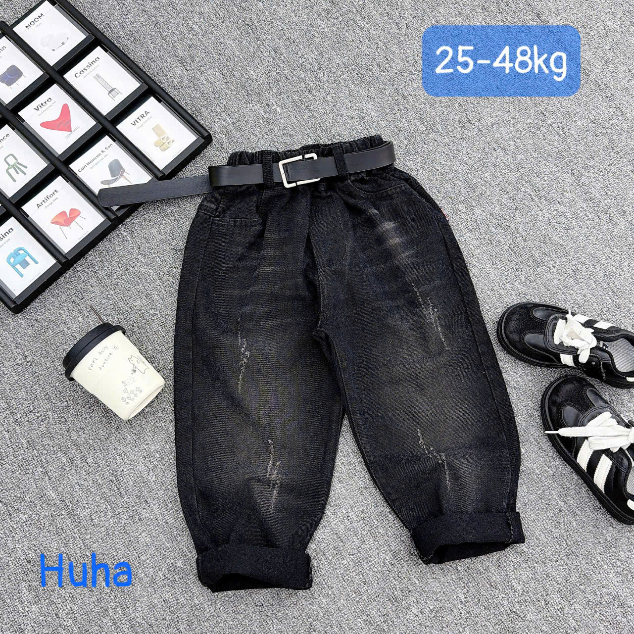 Q297-Quần baggy jean trơn túi K (23.40kg)