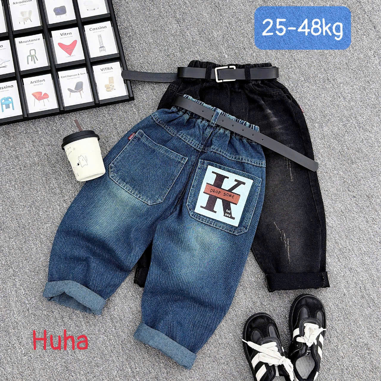 Q297-Quần baggy jean trơn túi K (23.40kg)