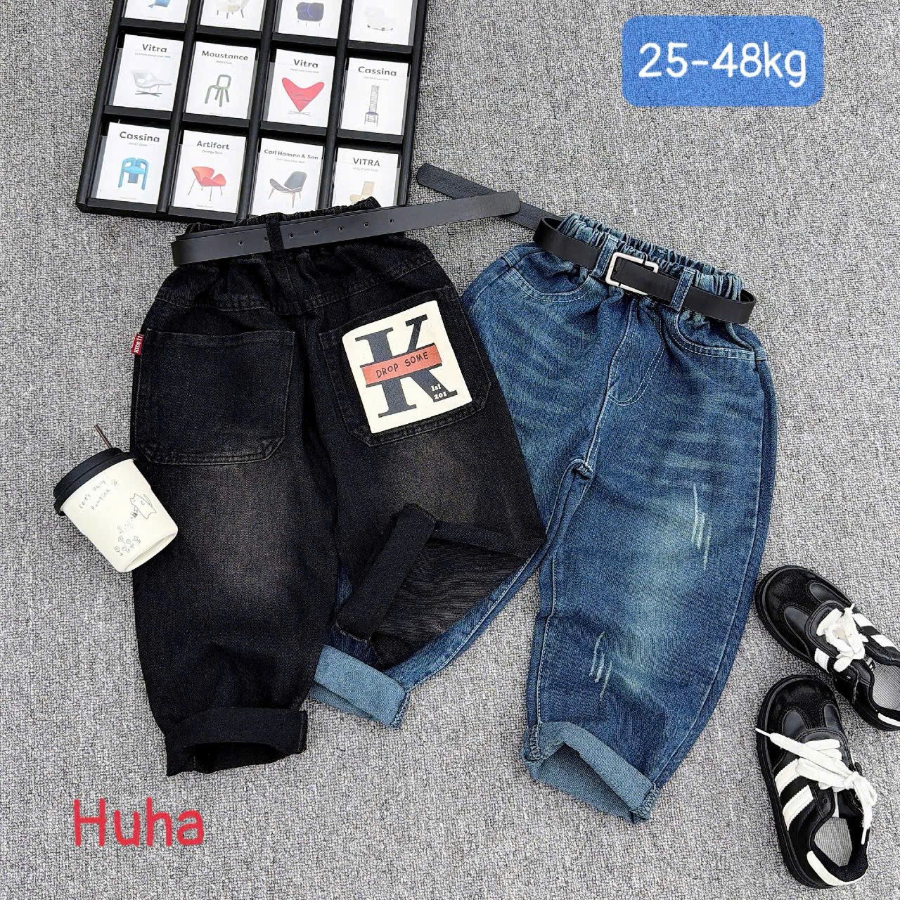 Q297-Quần baggy jean trơn túi K (23.40kg)